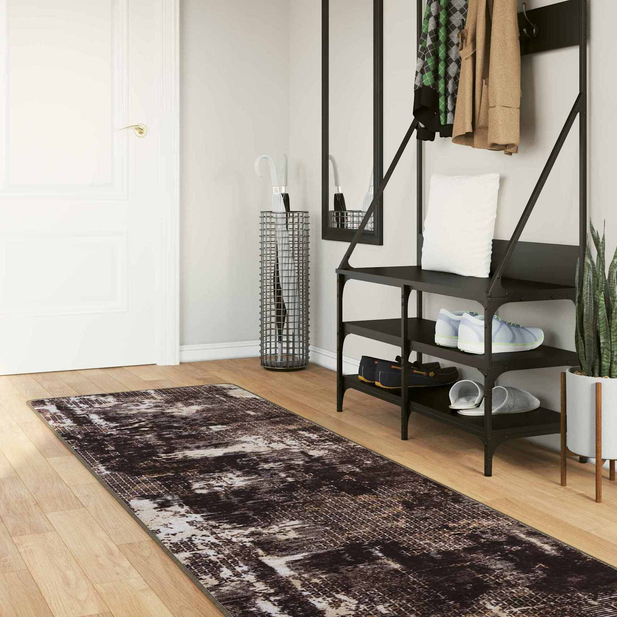 Tæppe Runner MARSA Sort 80 x 400 cm Polyester og PVC