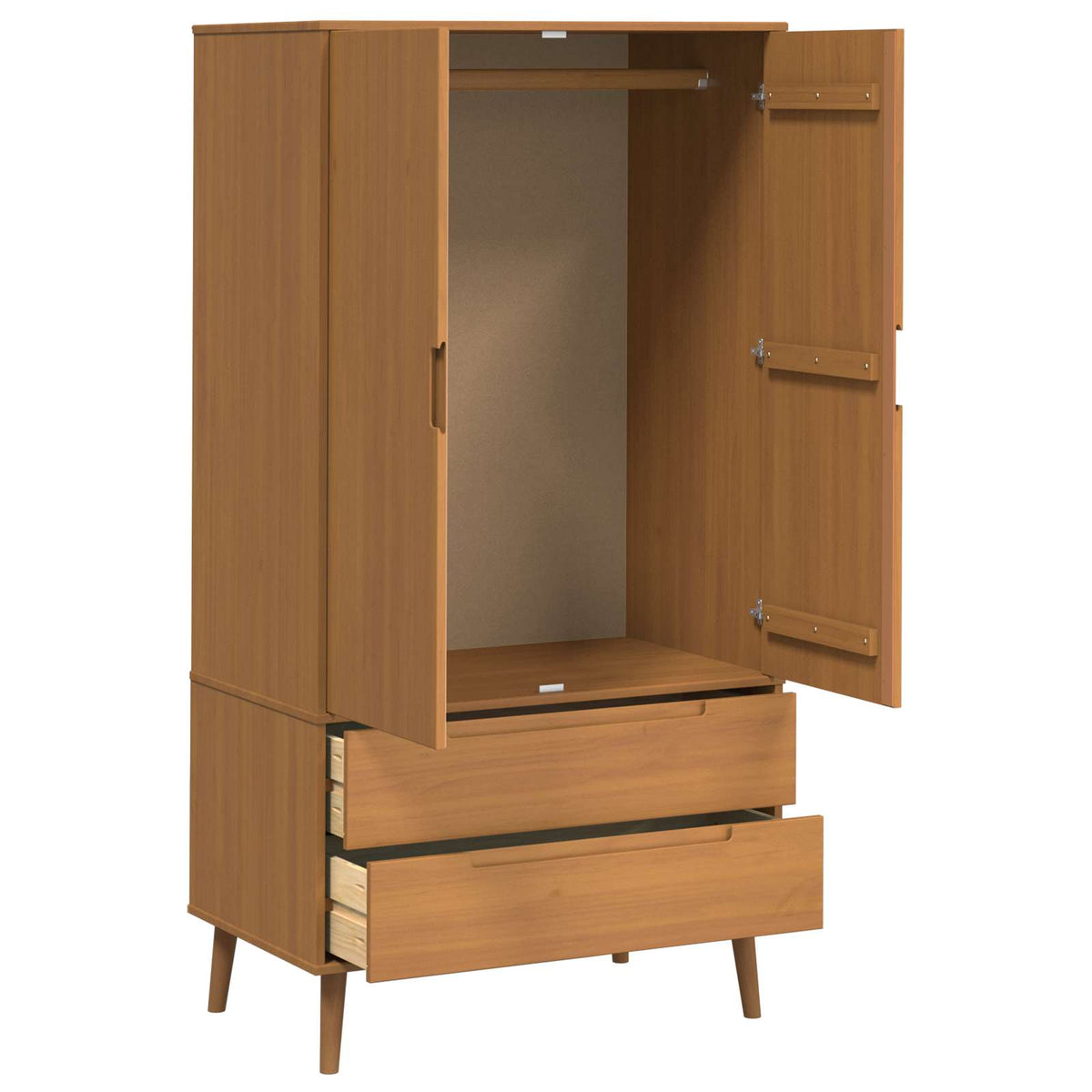 Garderobeskab MOLDE Karamel 90 x 55 x 175 cm Massivt fyrretræ