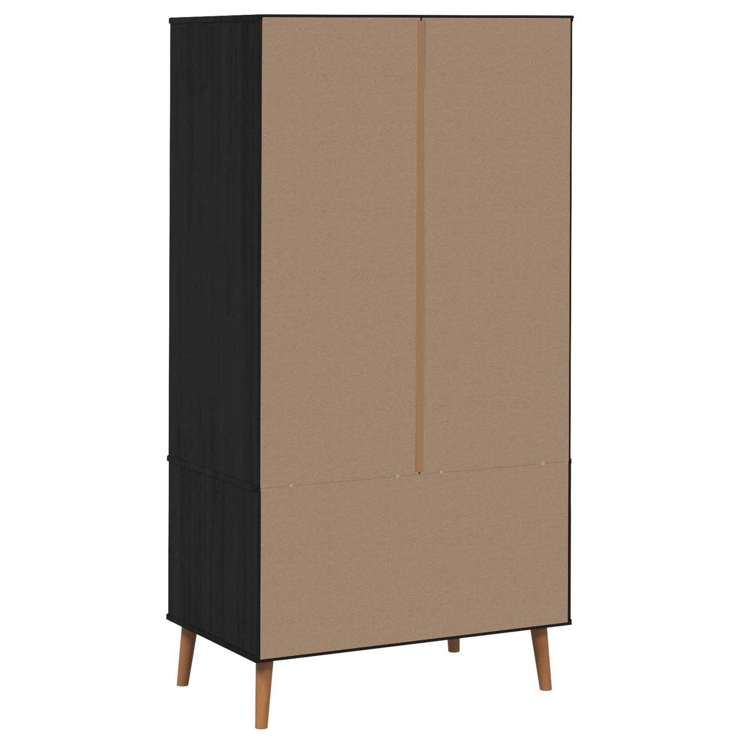 Garderobeskab MOLDE Sort 90 x 55 x 175 cm Massivt fyrretræ