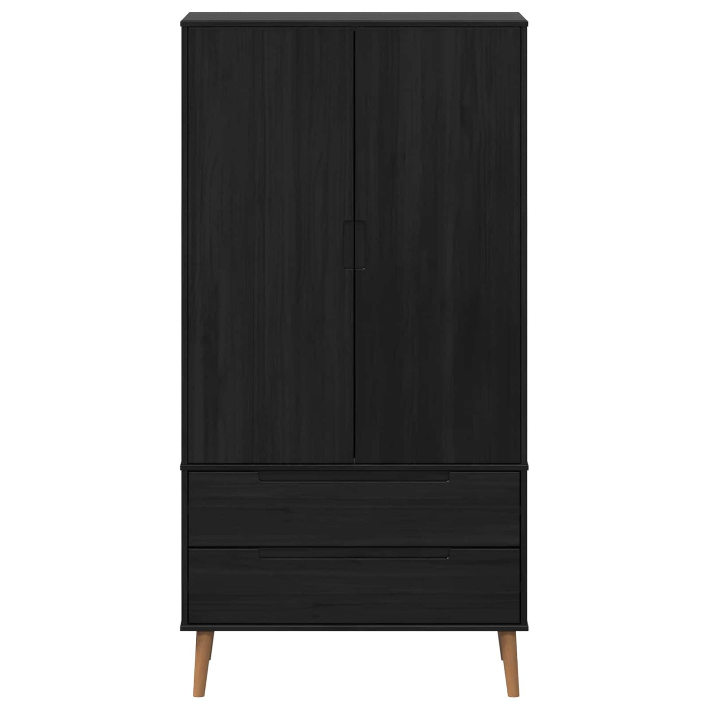 Garderobeskab MOLDE Sort 90 x 55 x 175 cm Massivt fyrretræ