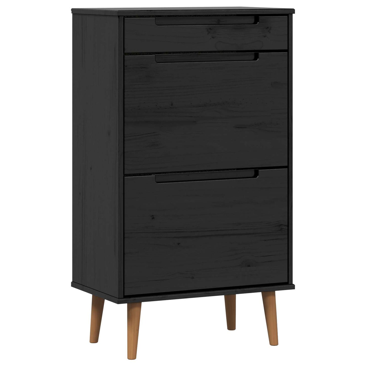 Sko skab MOLDE 59,5 x 35 x 103 cm Massivt fyrretræ Sort