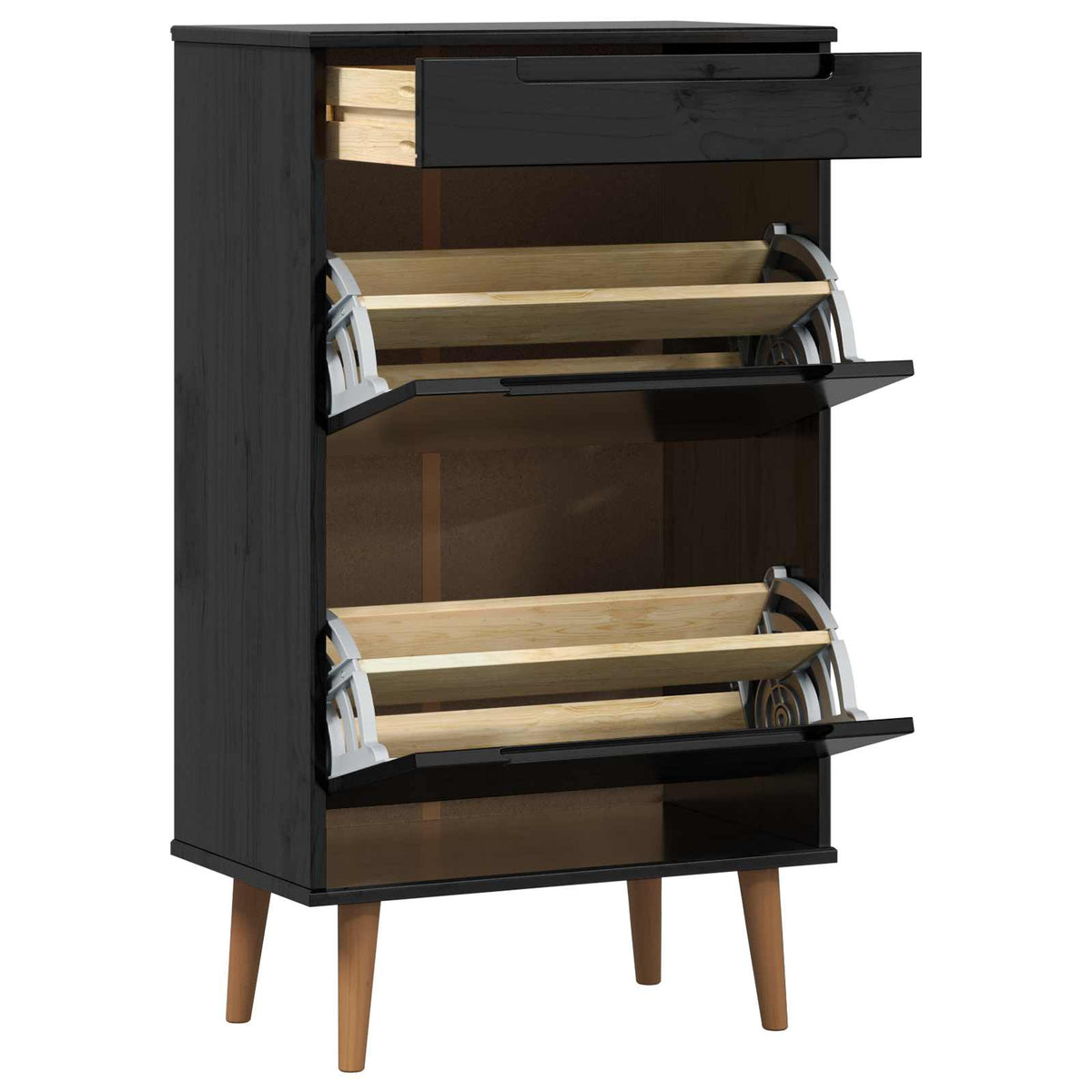 Sko skab MOLDE 59,5 x 35 x 103 cm Massivt fyrretræ Sort