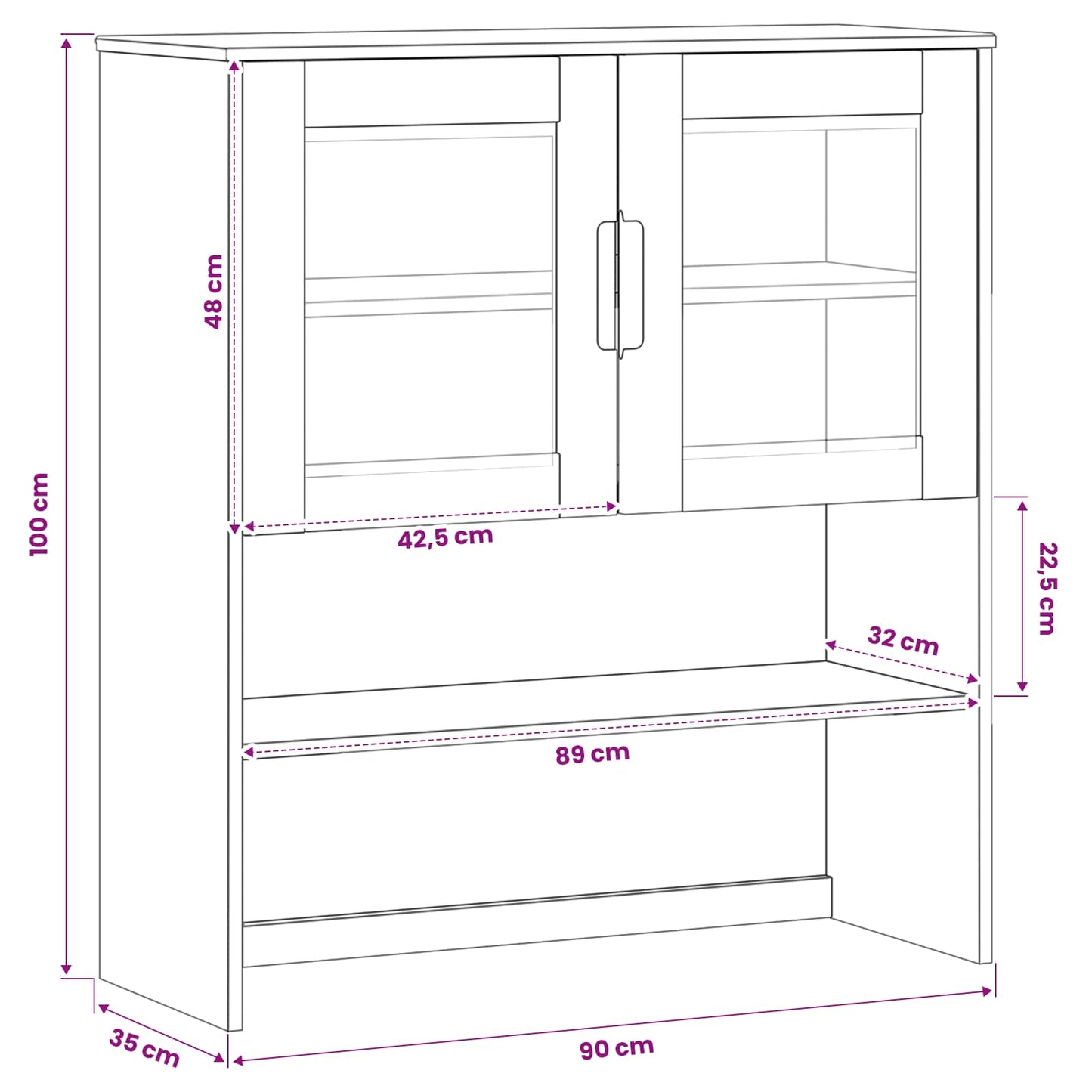 Skab MOLDE Karamel 90 x 35 x 100 cm Massivt fyrretræ