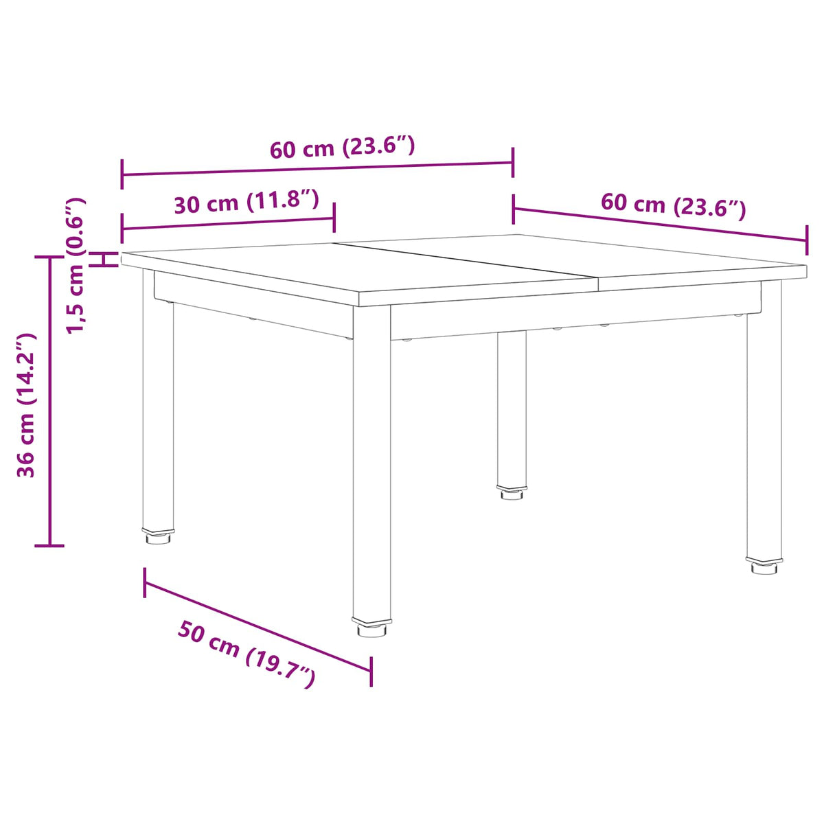Sofabord Røget Eg 60 x 60 x 36 cm Konstrueret træ