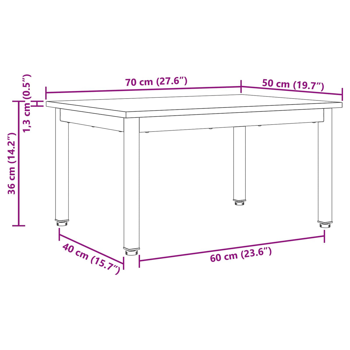 Sofabord Røget Eg 70 x 50 x 36 cm Konstrueret træ