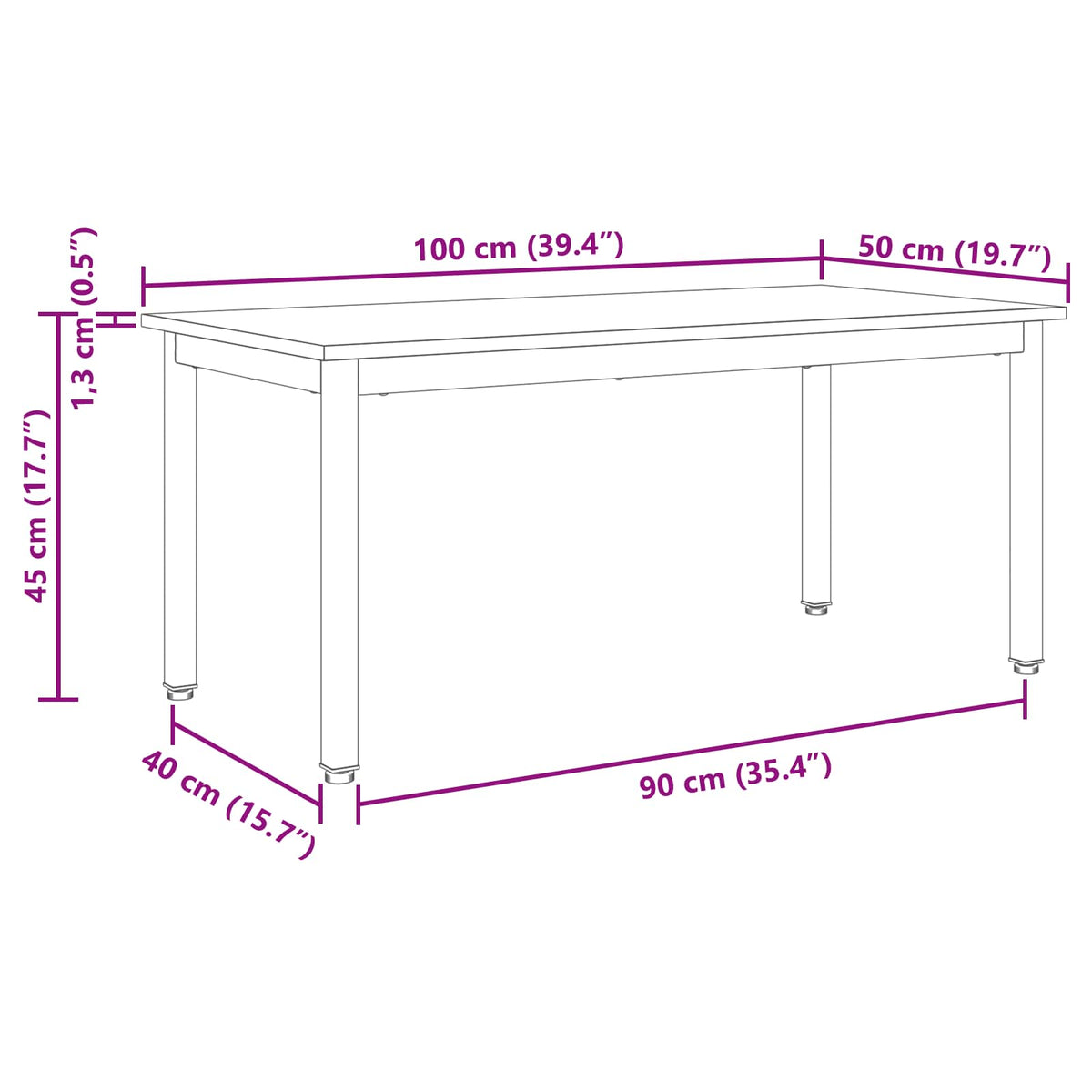 Sofabord Røget Eg 100 x 50 x 45 cm Konstrueret træ