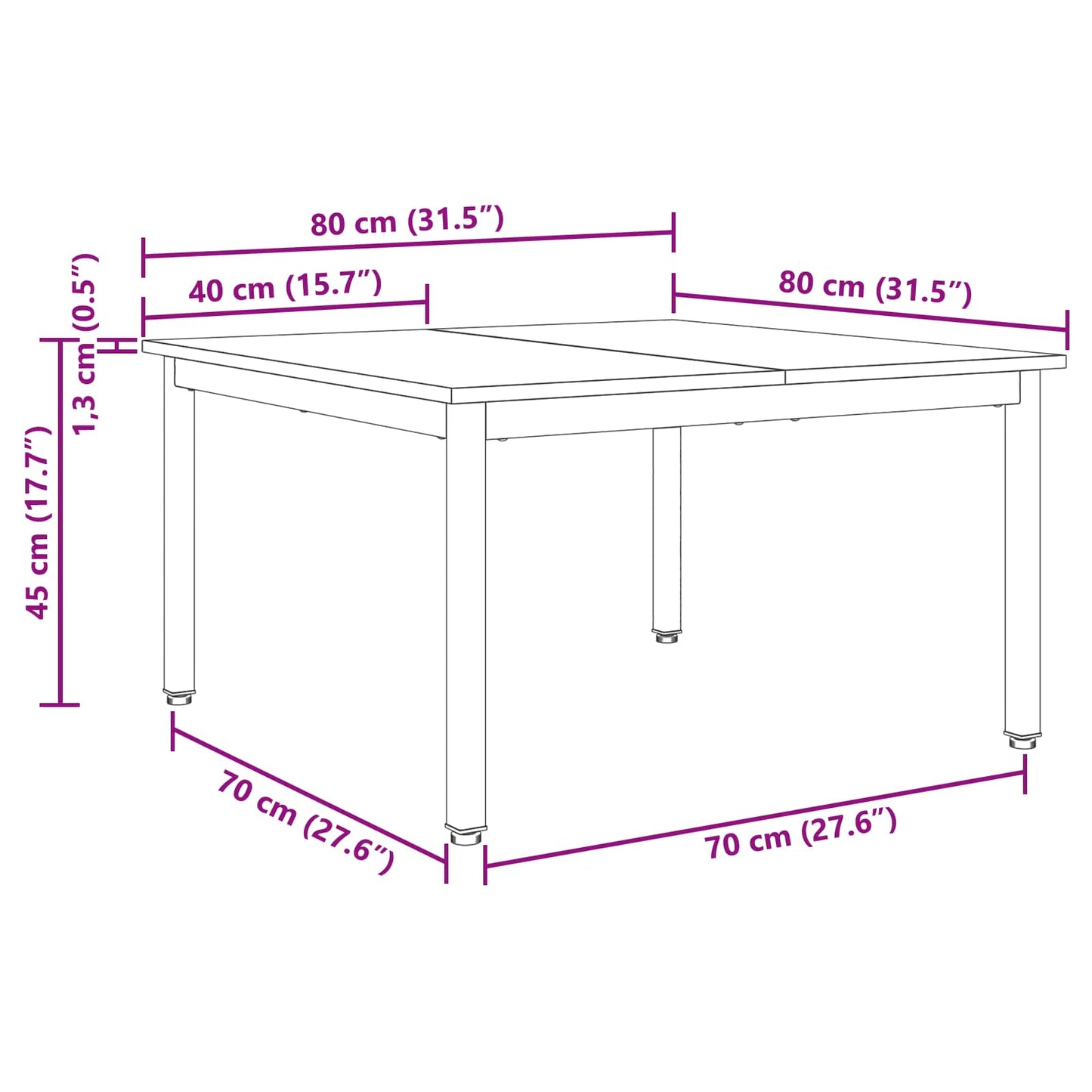 Sofabord Røget Eg 80 x 80 x 45 cm Konstrueret træ
