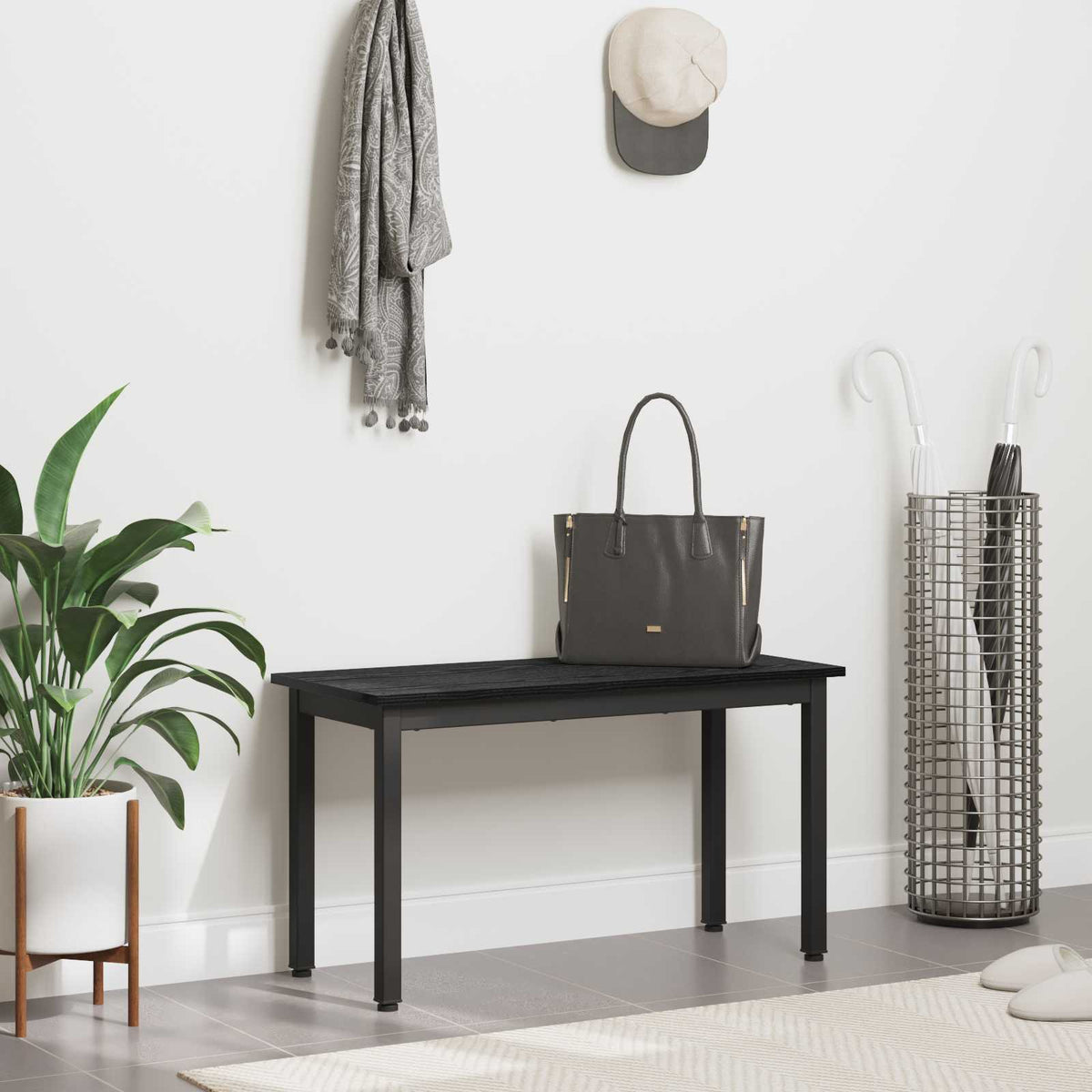 bænk Sort eg 80 x 35 x 45 cm Konstrueret træ
