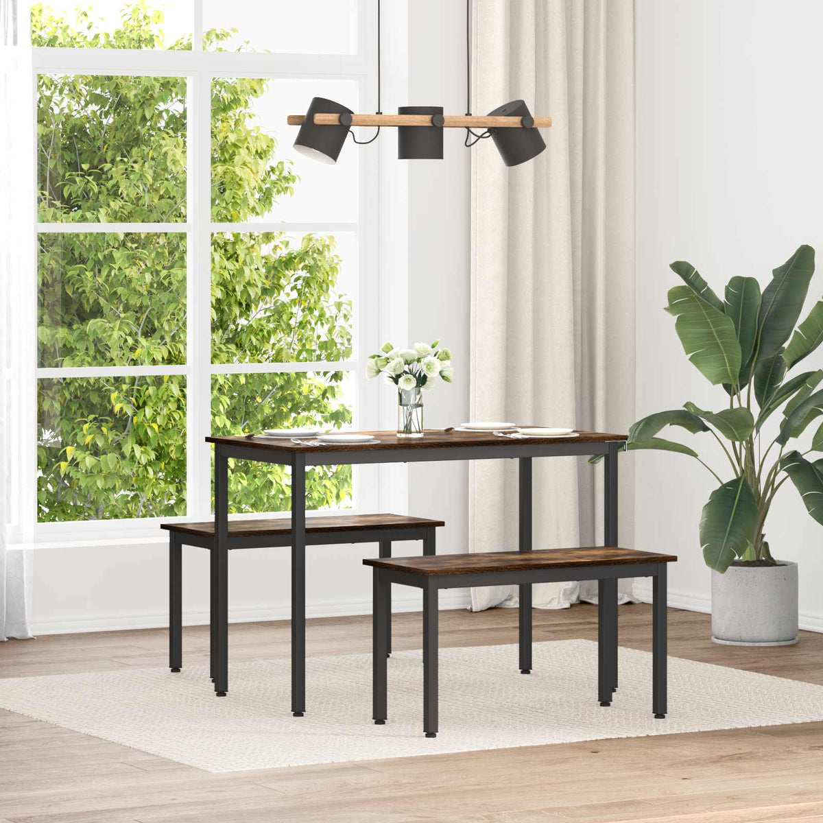 bænk Røget Eg 80 x 35 x 45 cm Konstrueret træ