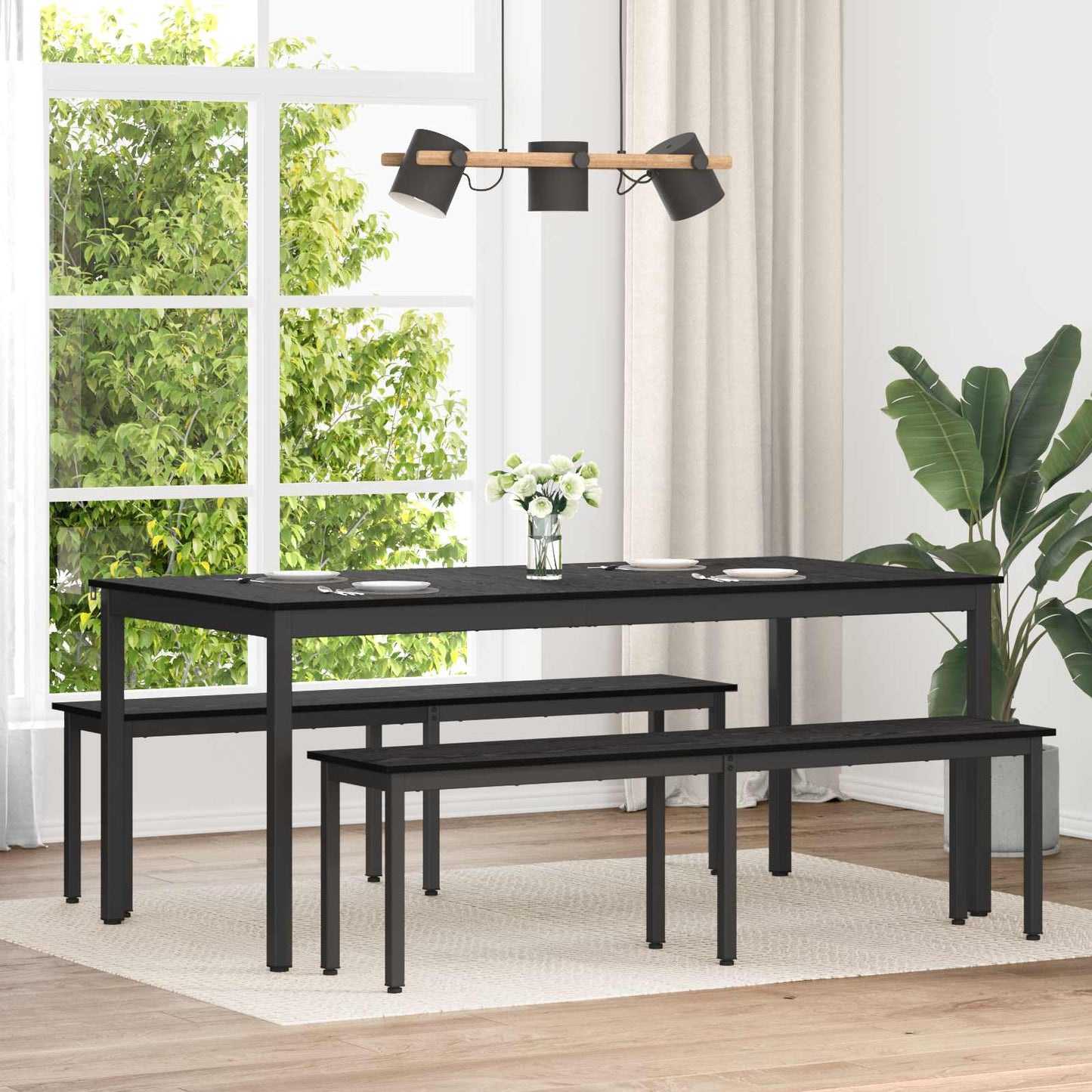 bænk Sort eg 160 x 35 x 45 cm Konstrueret træ