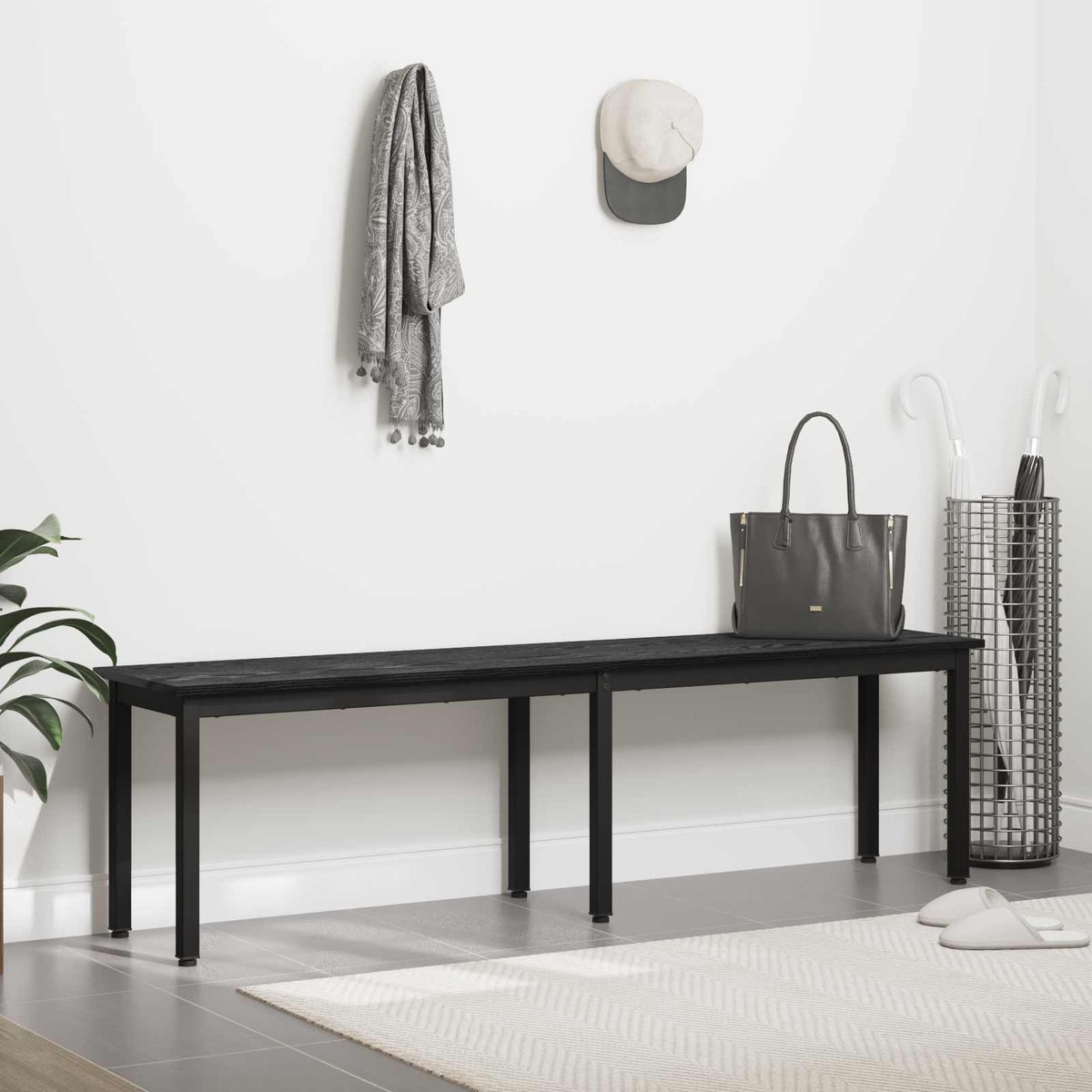 bænk Sort eg 160 x 35 x 45 cm Konstrueret træ