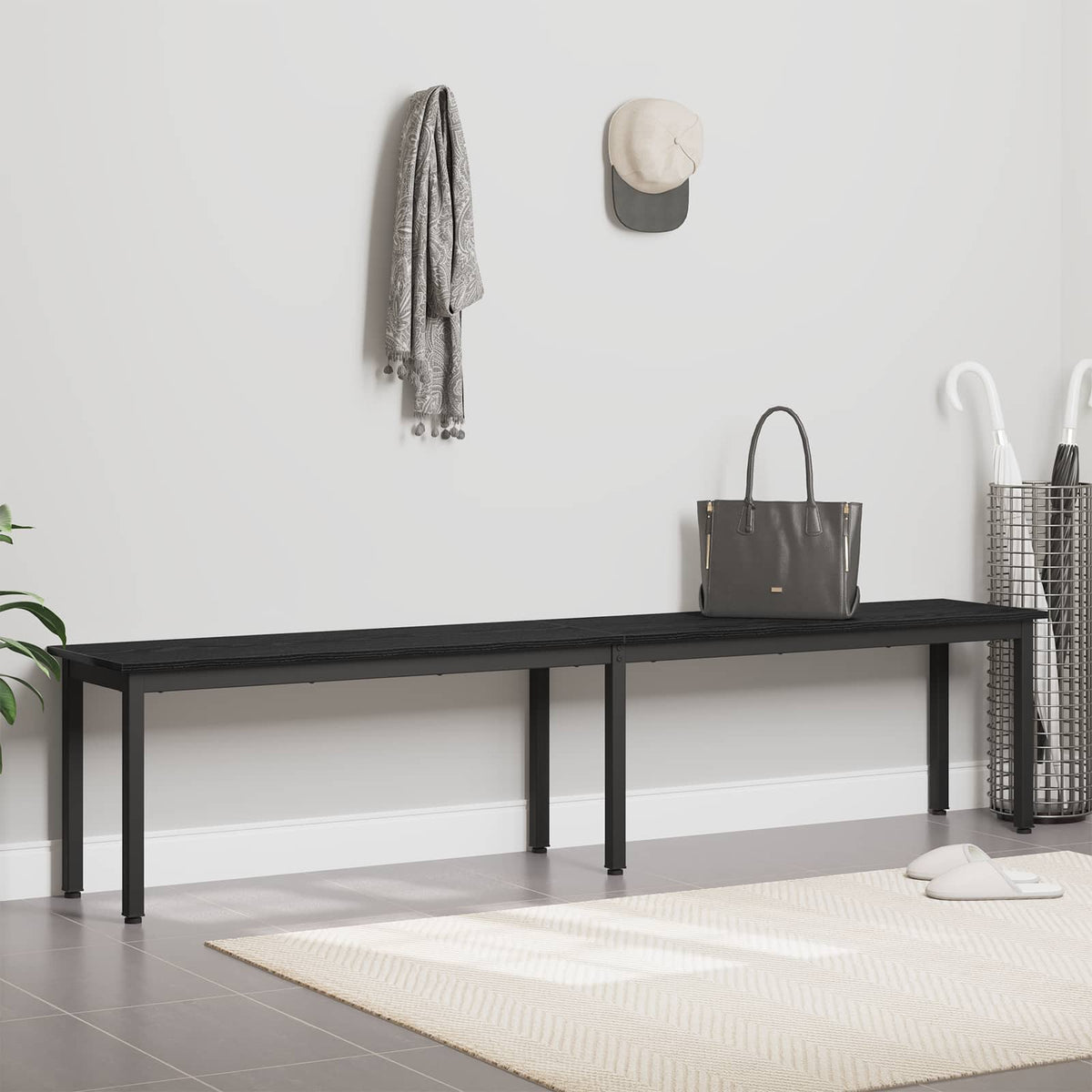 bænk Sort eg 200 x 35 x 45 cm Konstrueret træ