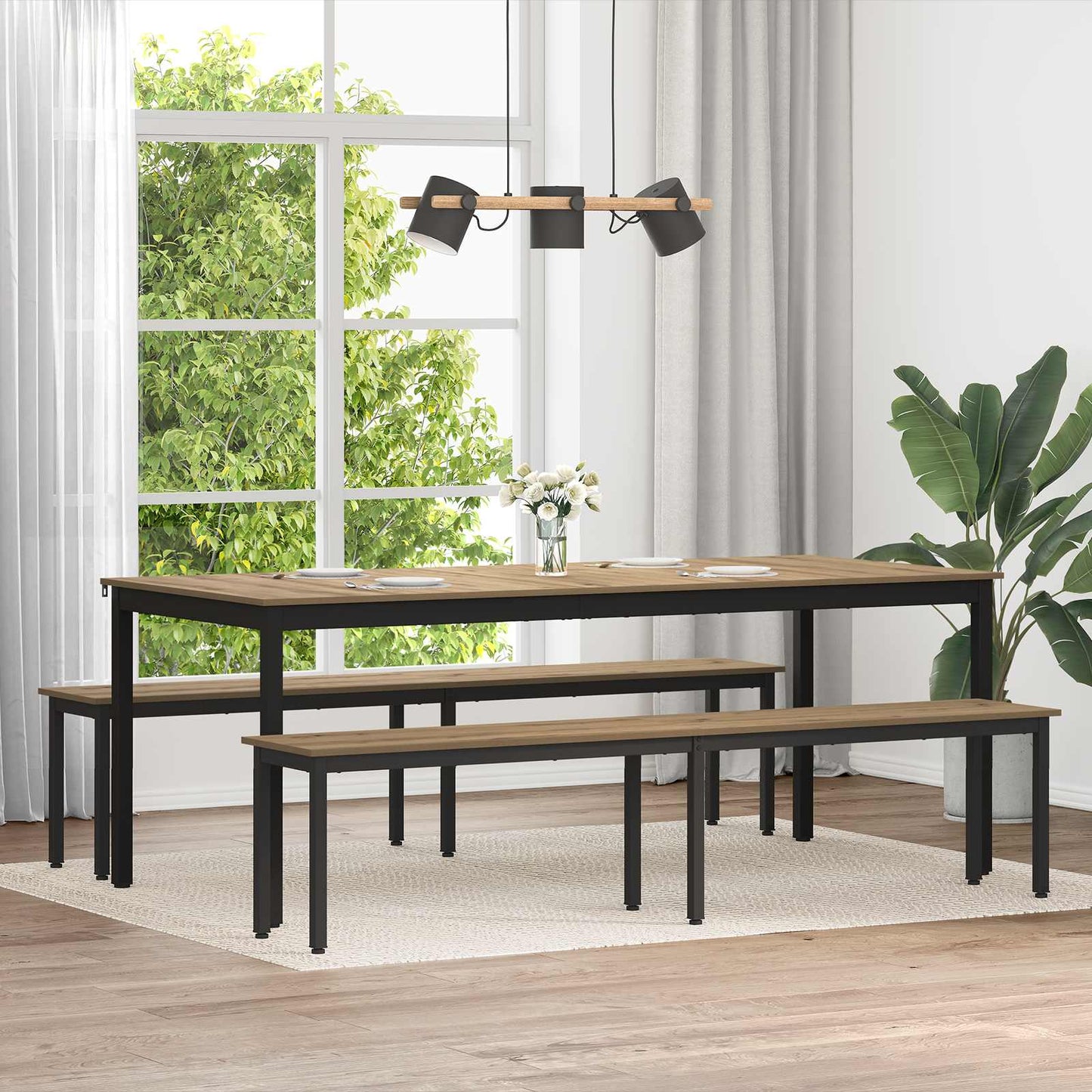bænk Artisan eg 200 x 35 x 45 cm Konstrueret træ
