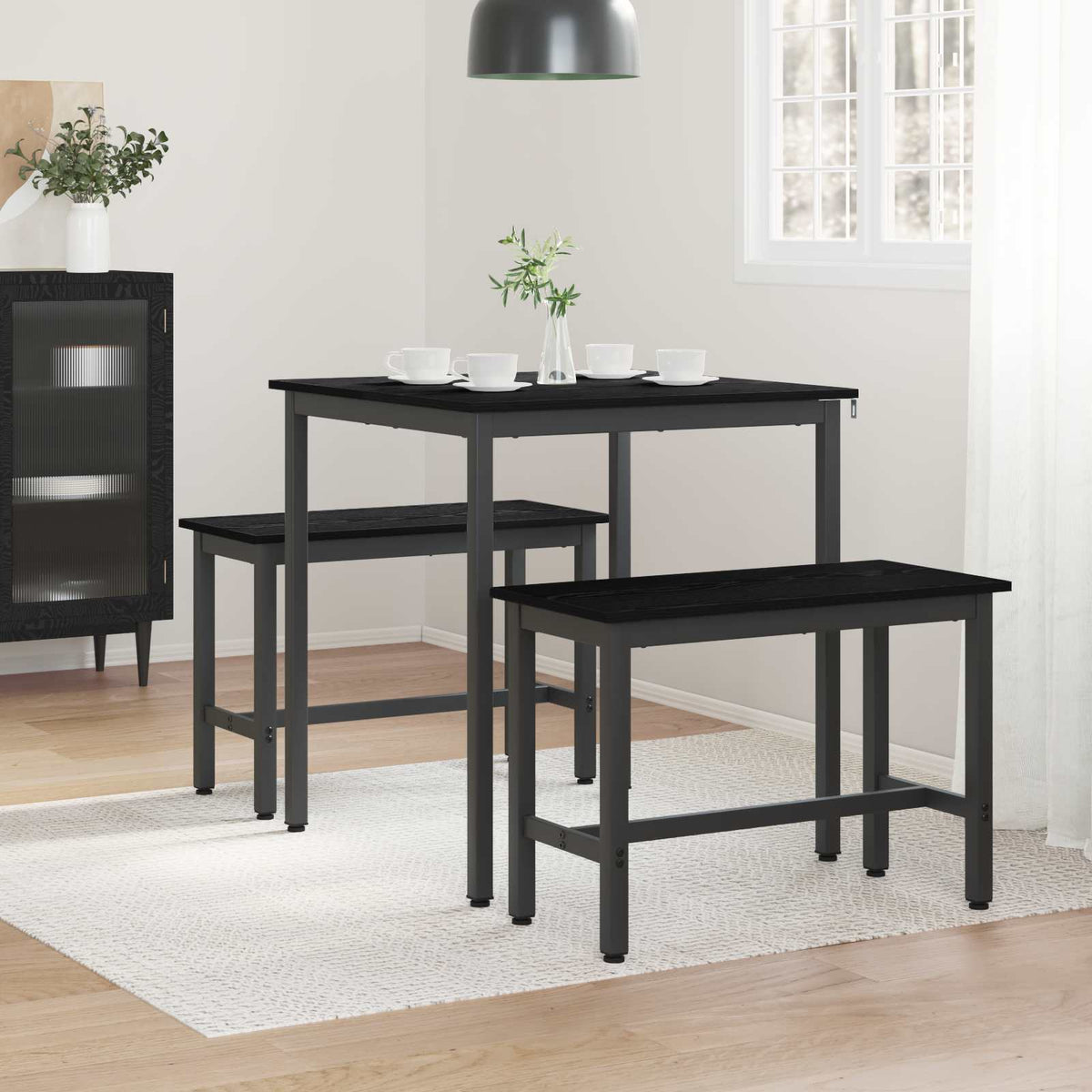Spiseborde 70 x 70 x 75 cm Konstrueret træ Sort eg Firkantet