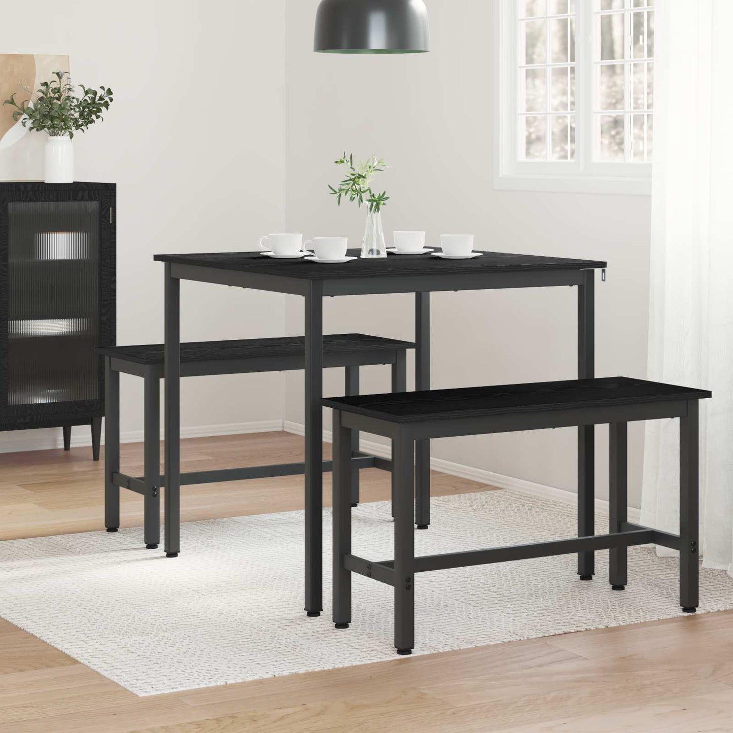 Spiseborde 80 x 80 x 75 cm Konstrueret træ Sort eg Firkantet