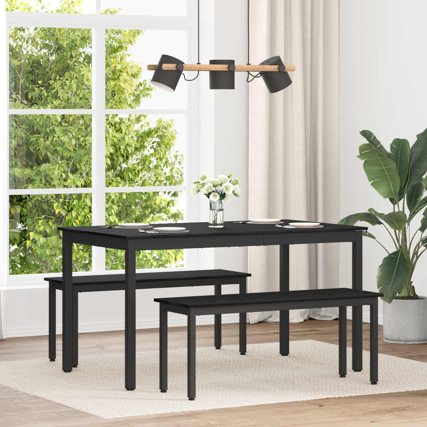Spiseborde 140 x 80 x 75 cm Konstrueret træ Sort eg Rektangulær
