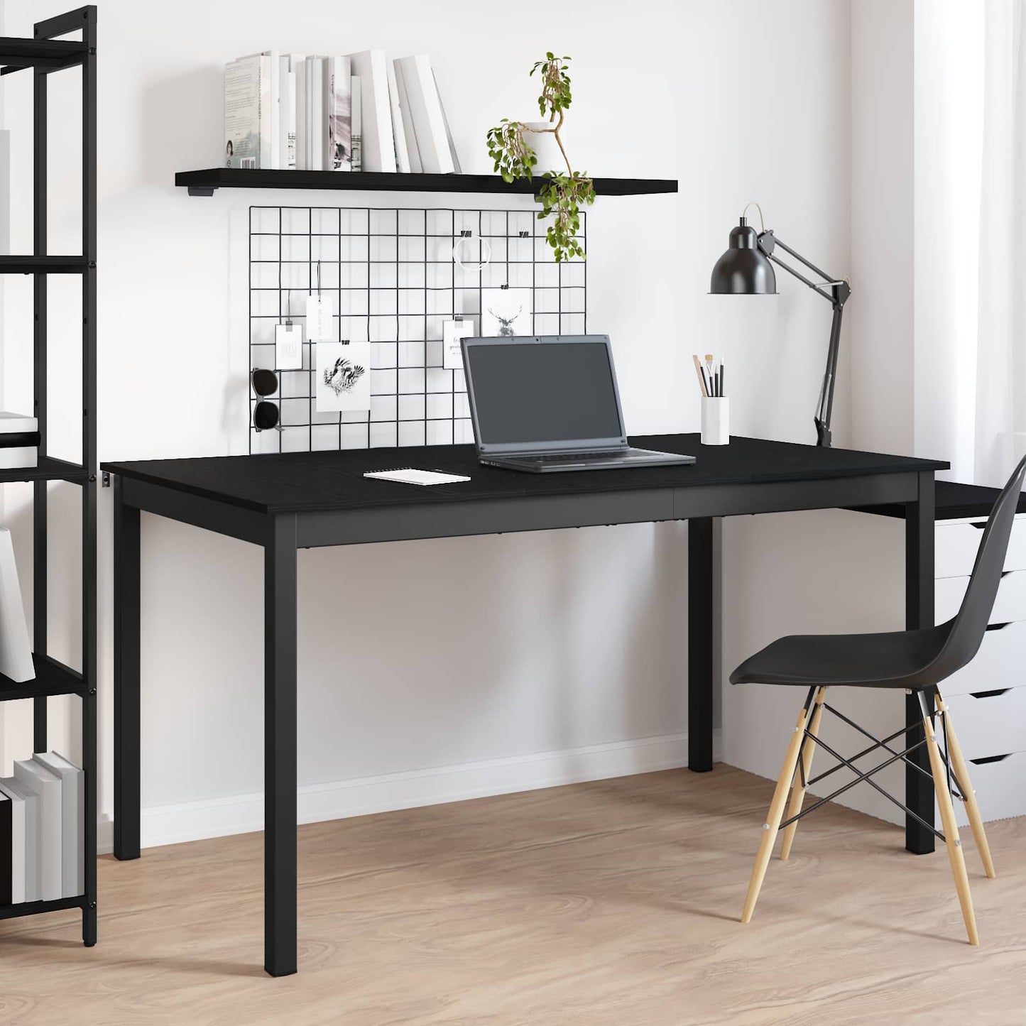 Spiseborde 140 x 80 x 75 cm Konstrueret træ Sort eg Rektangulær