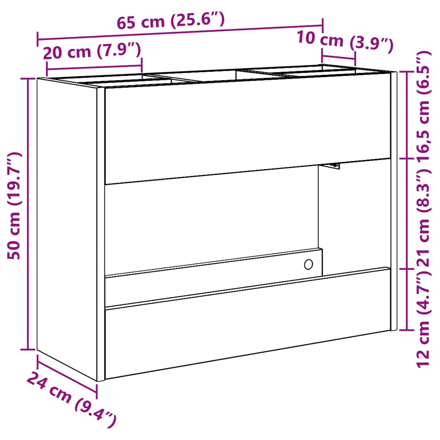 Parasolfod Sonoma eg 65 x 24 x 50 cm Konstrueret træ