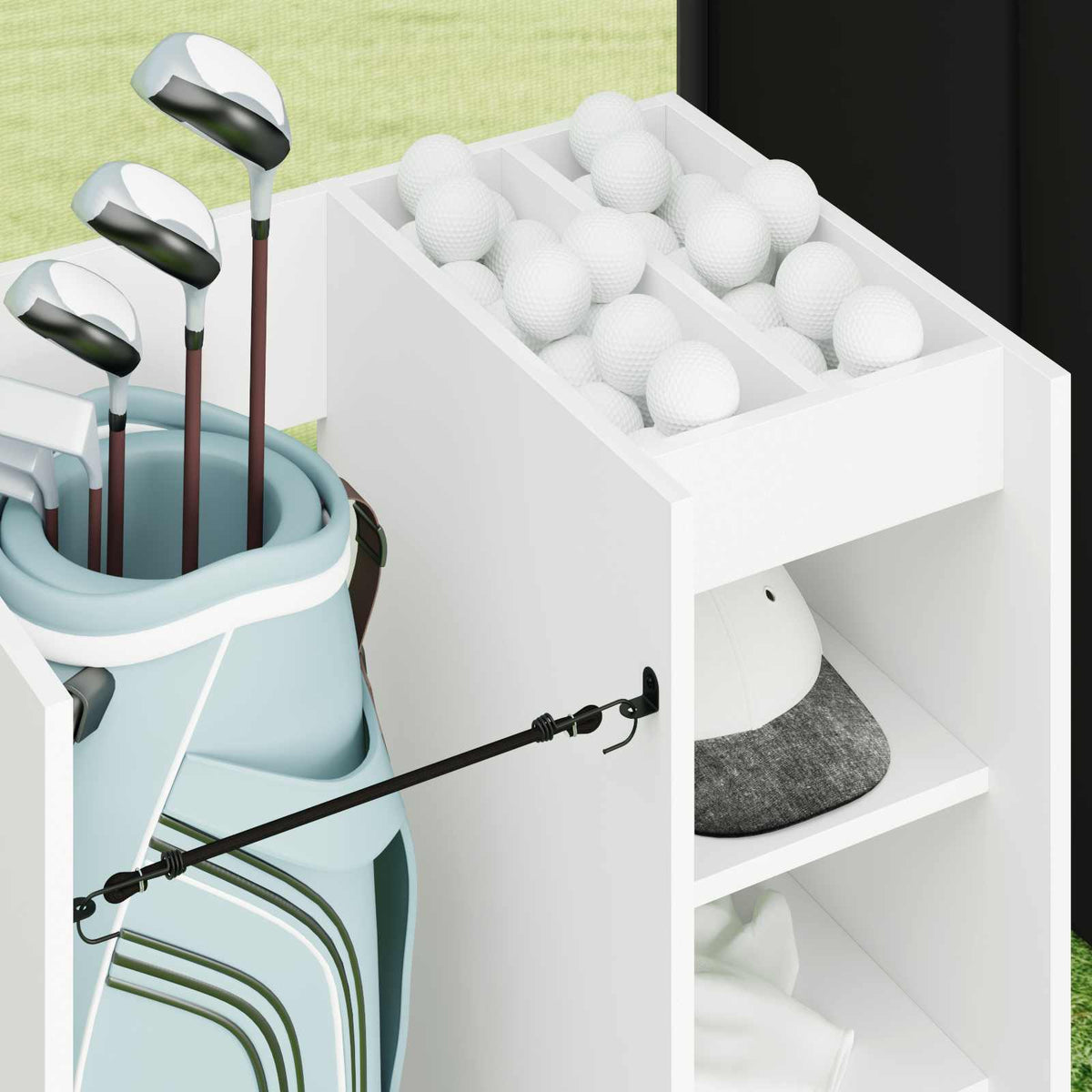 Golf Skab med hjul Ensfarvet Hvid 65 x 45 x 98 cm