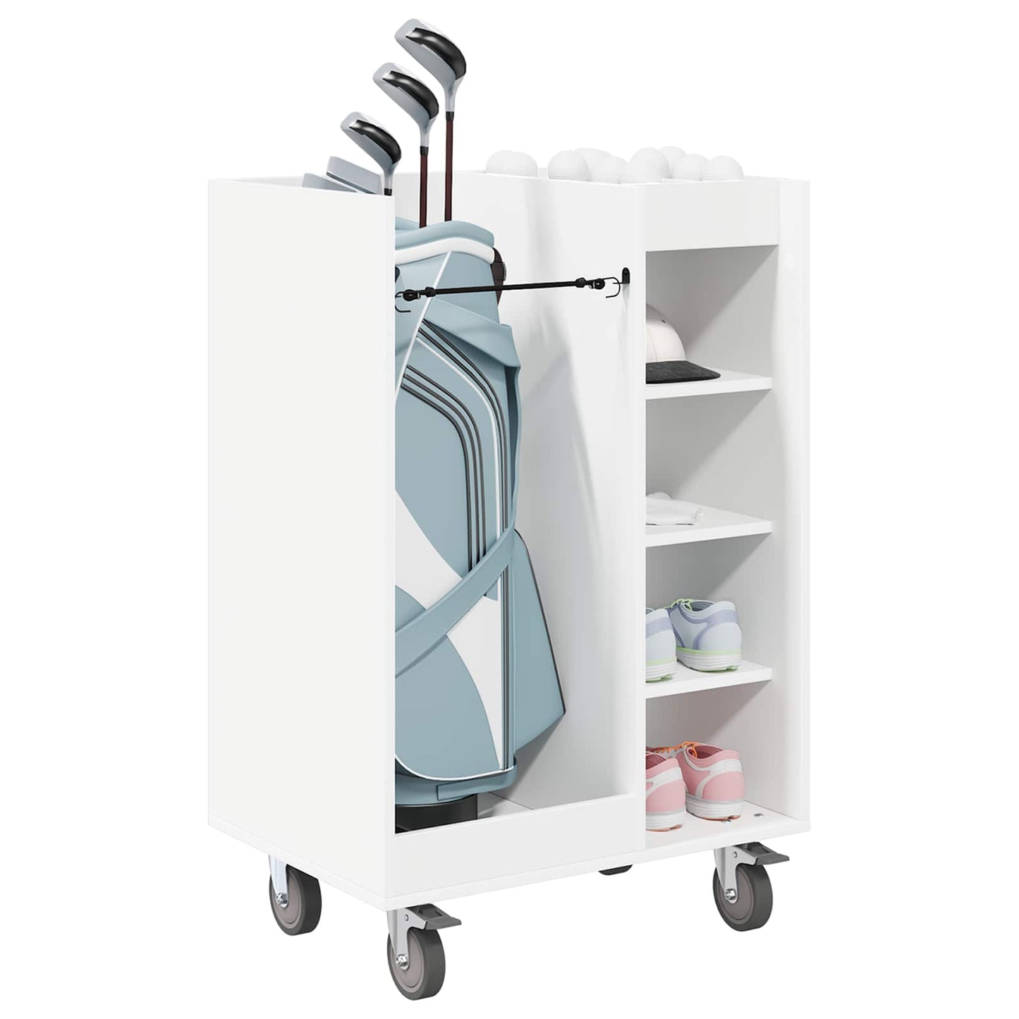 Golf Skab med hjul Ensfarvet Hvid 65 x 45 x 98 cm