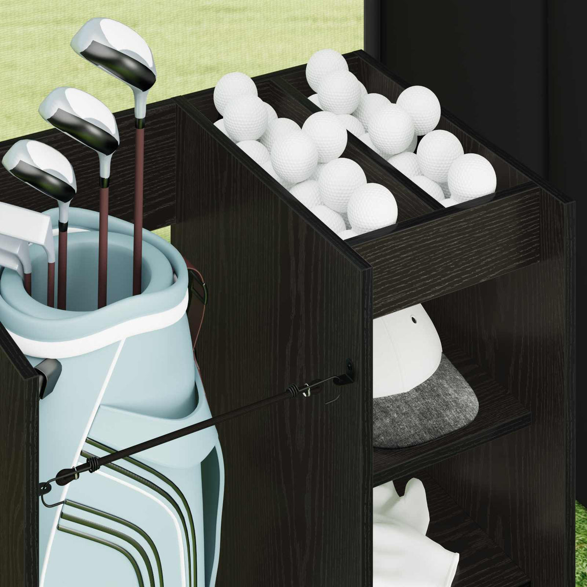 Golf Skab med hjul Ensfarvet Sort eg 65 x 45 x 98 cm