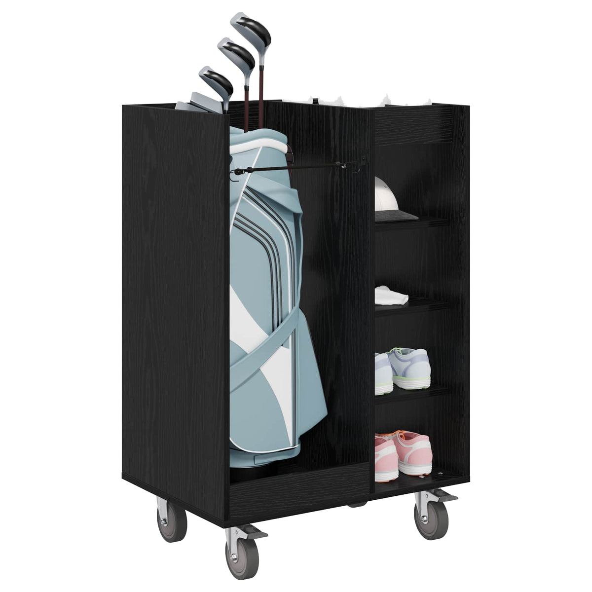 Golf Skab med hjul Ensfarvet Sort eg 65 x 45 x 98 cm