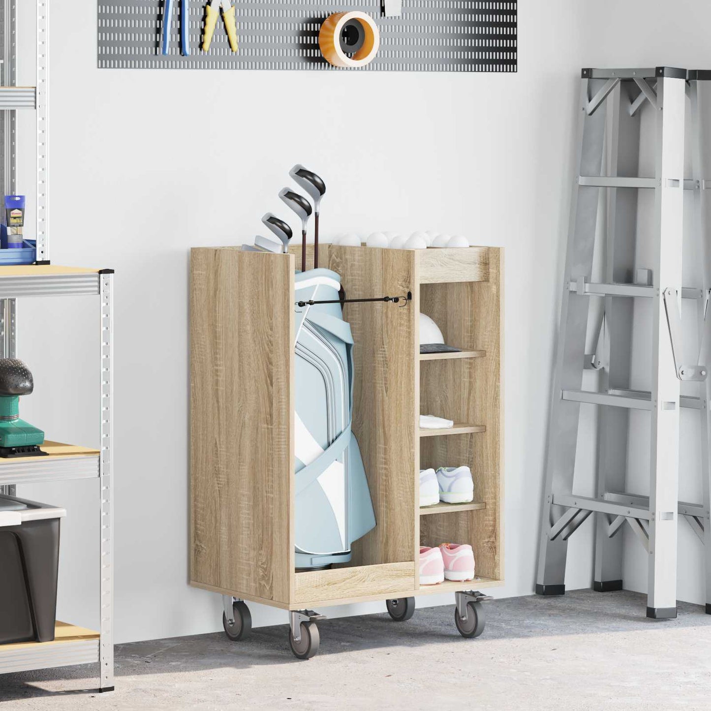 Golf Skab med hjul Ensfarvet Sonoma eg 65 x 45 x 98 cm