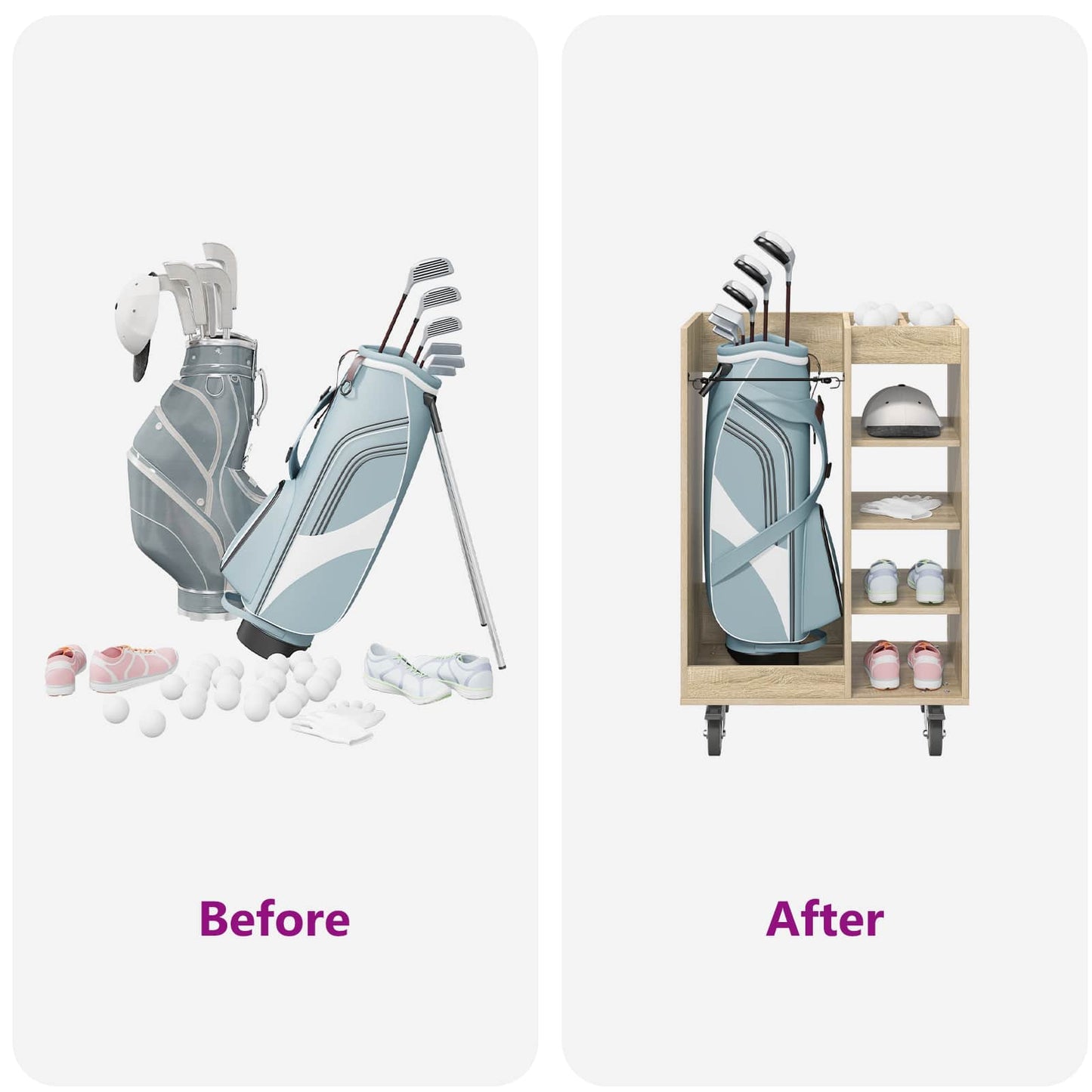 Golf Skab med hjul Ensfarvet Sonoma eg 65 x 45 x 98 cm