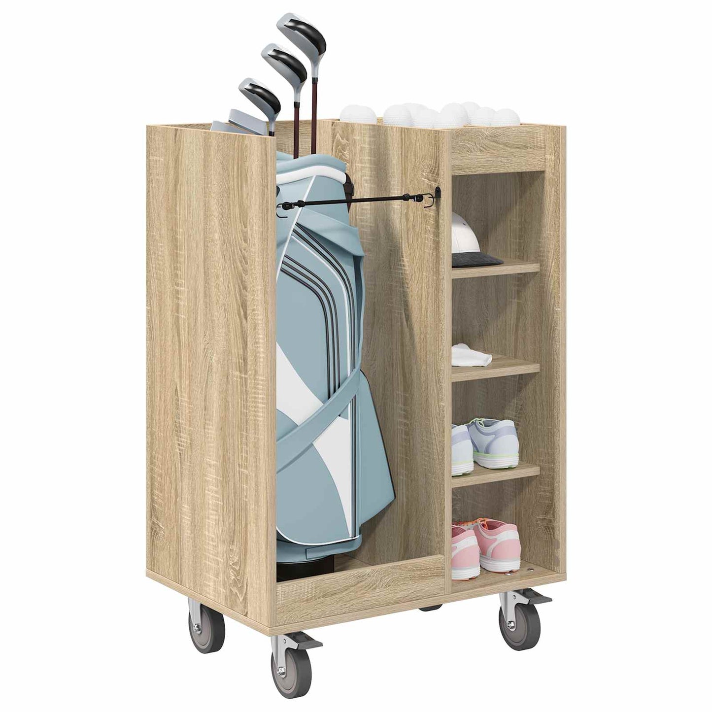 Golf Skab med hjul Ensfarvet Sonoma eg 65 x 45 x 98 cm