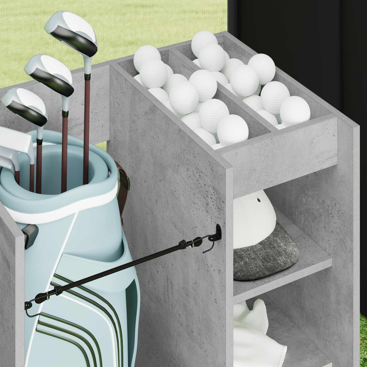 Golf Skab med hjul Ensfarvet Beton Grå 65 x 45 x 98 cm