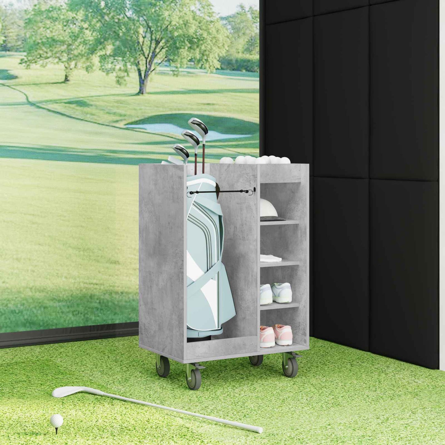 Golf Skab med hjul Ensfarvet Beton Grå 65 x 45 x 98 cm