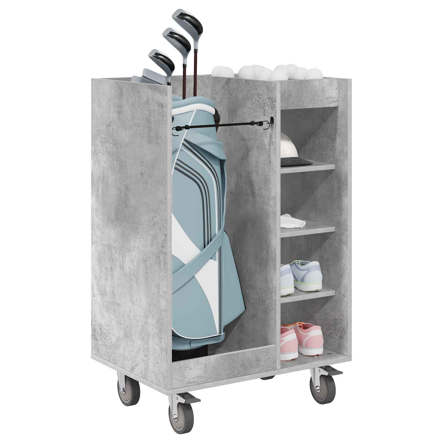 Golf Skab med hjul Ensfarvet Beton Grå 65 x 45 x 98 cm