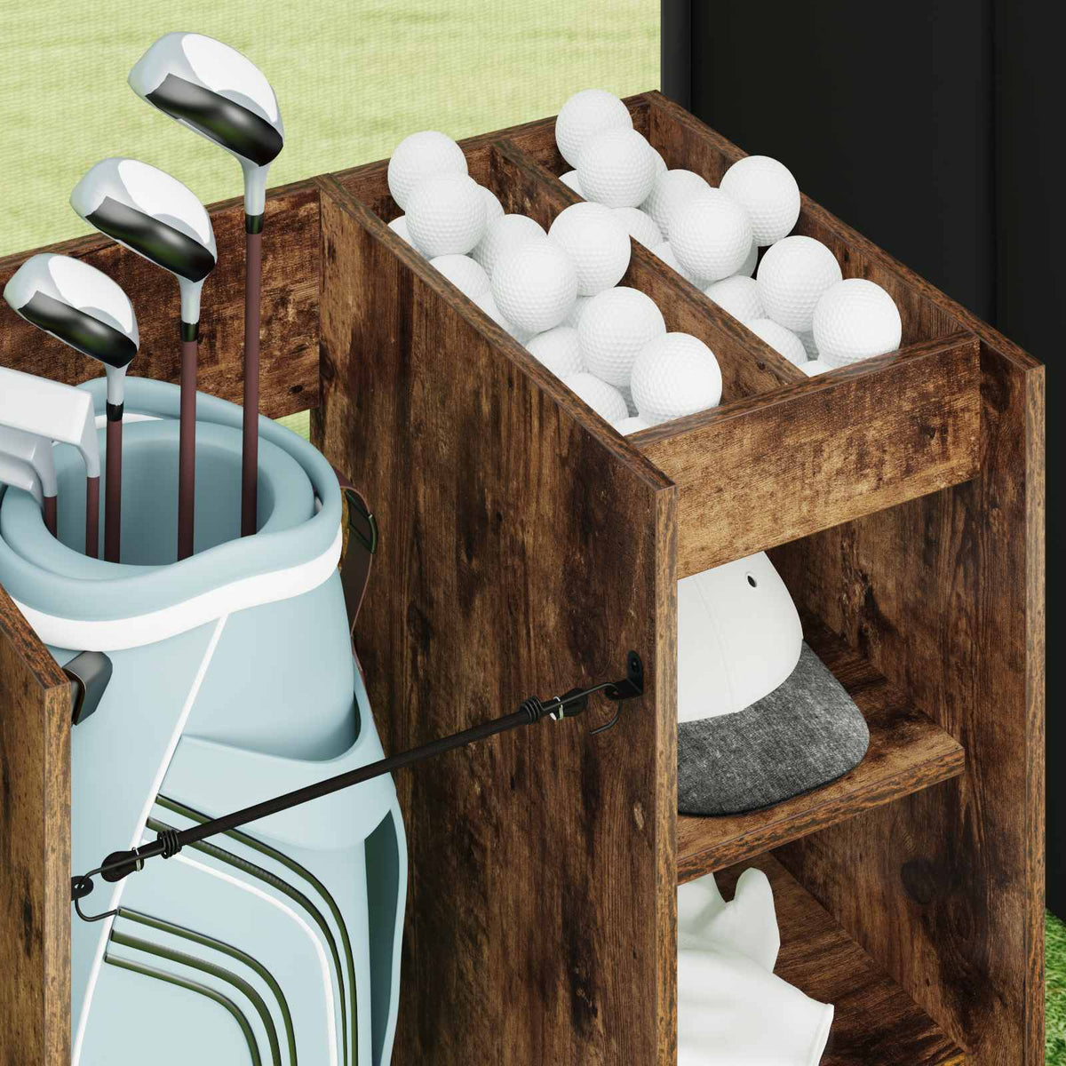 Golf Skab med hjul Ensfarvet Røget eg 65 x 45 x 98 cm