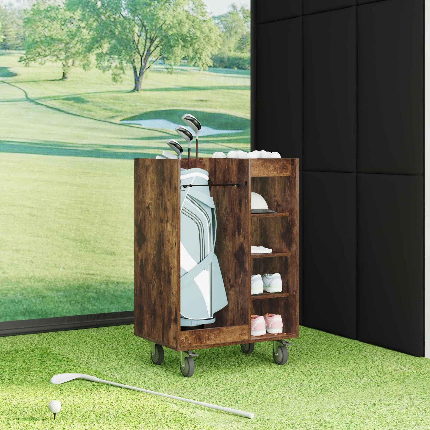 Golf Skab med hjul Ensfarvet Røget eg 65 x 45 x 98 cm
