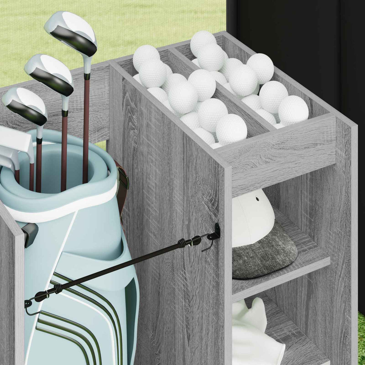Golf Skab med hjul Ensfarvet Grå Sonoma 65 x 45 x 98 cm