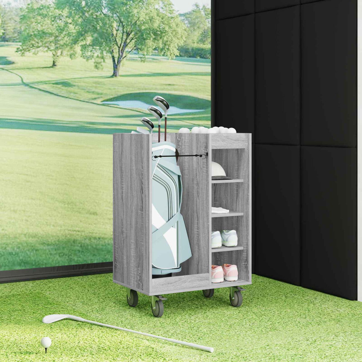 Golf Skab med hjul Ensfarvet Grå Sonoma 65 x 45 x 98 cm