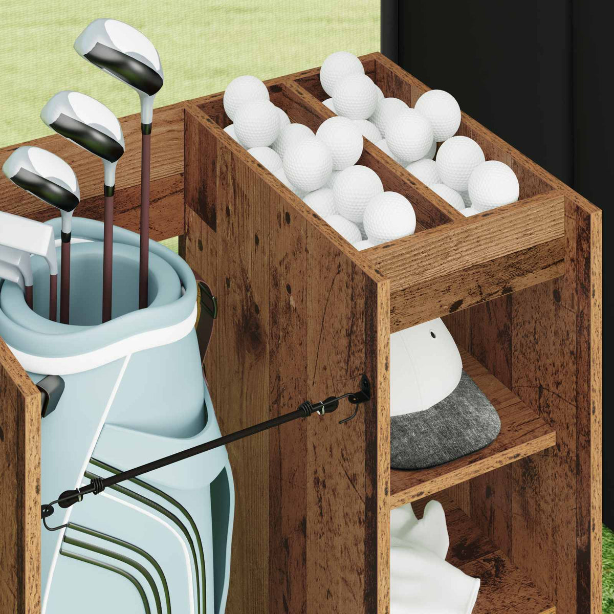 Golf Skab med hjul Ensfarvet Gammelt træ 65 x 45 x 98 cm