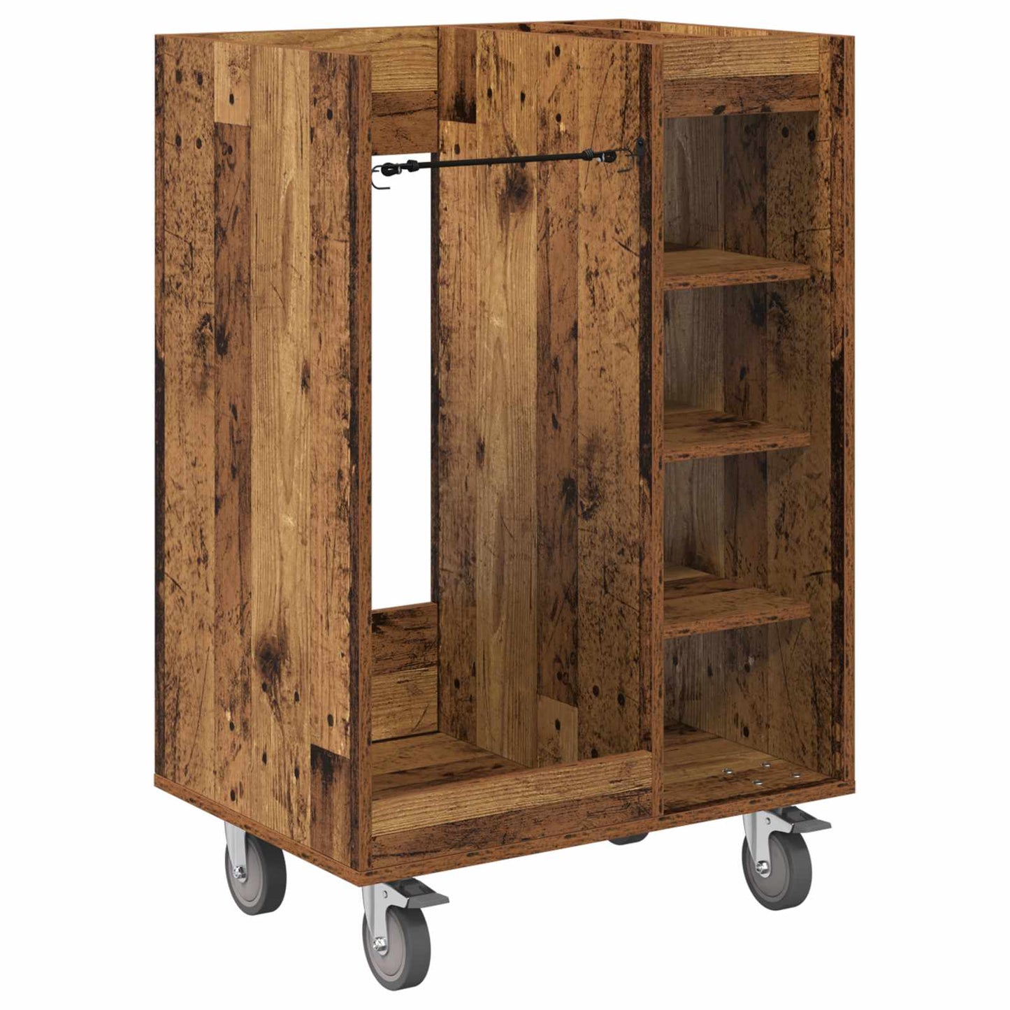 Golf Skab med hjul Ensfarvet Gammelt træ 65 x 45 x 98 cm