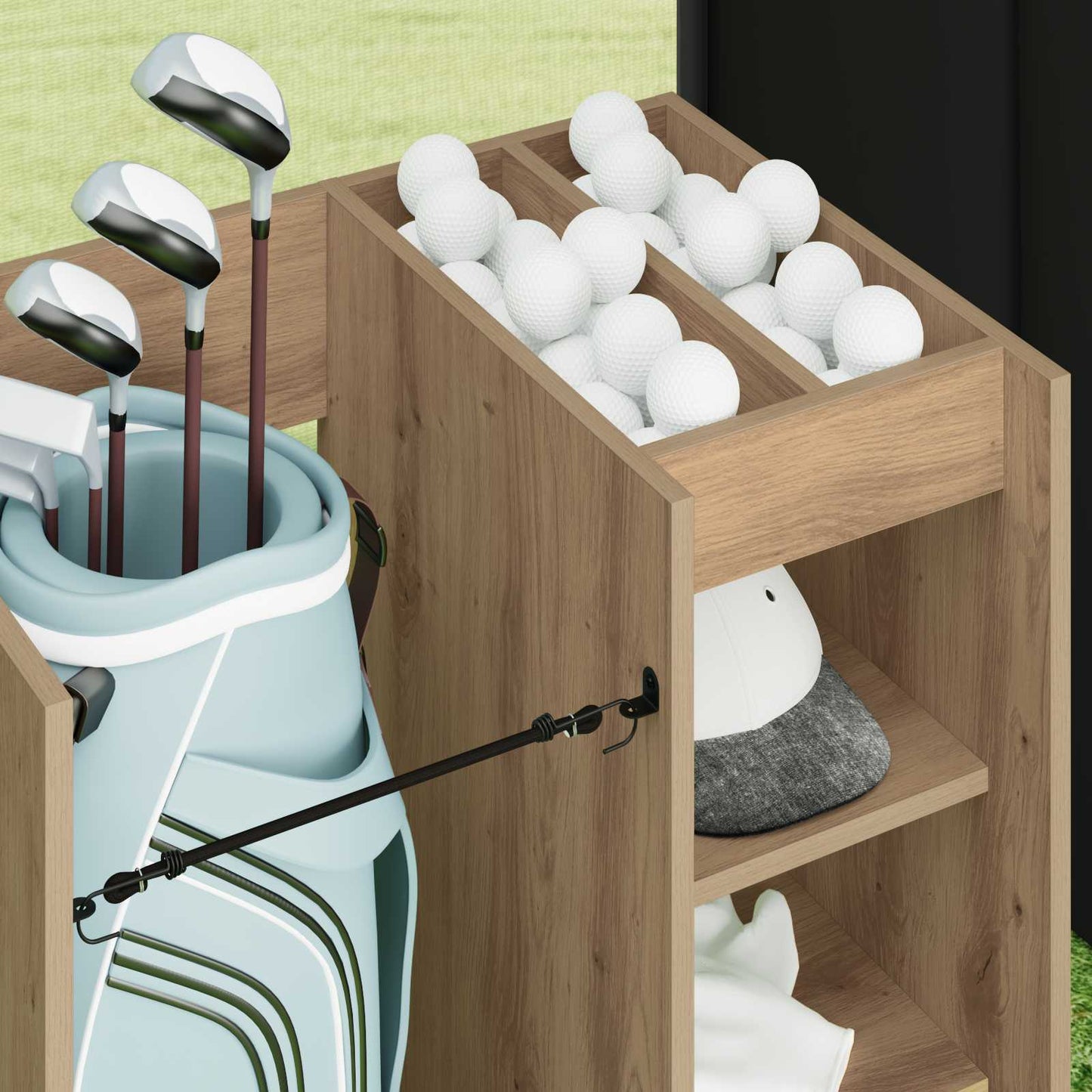 Golf Skab med hjul Ensfarvet Artisan Egetræ 65 x 45 x 98 cm