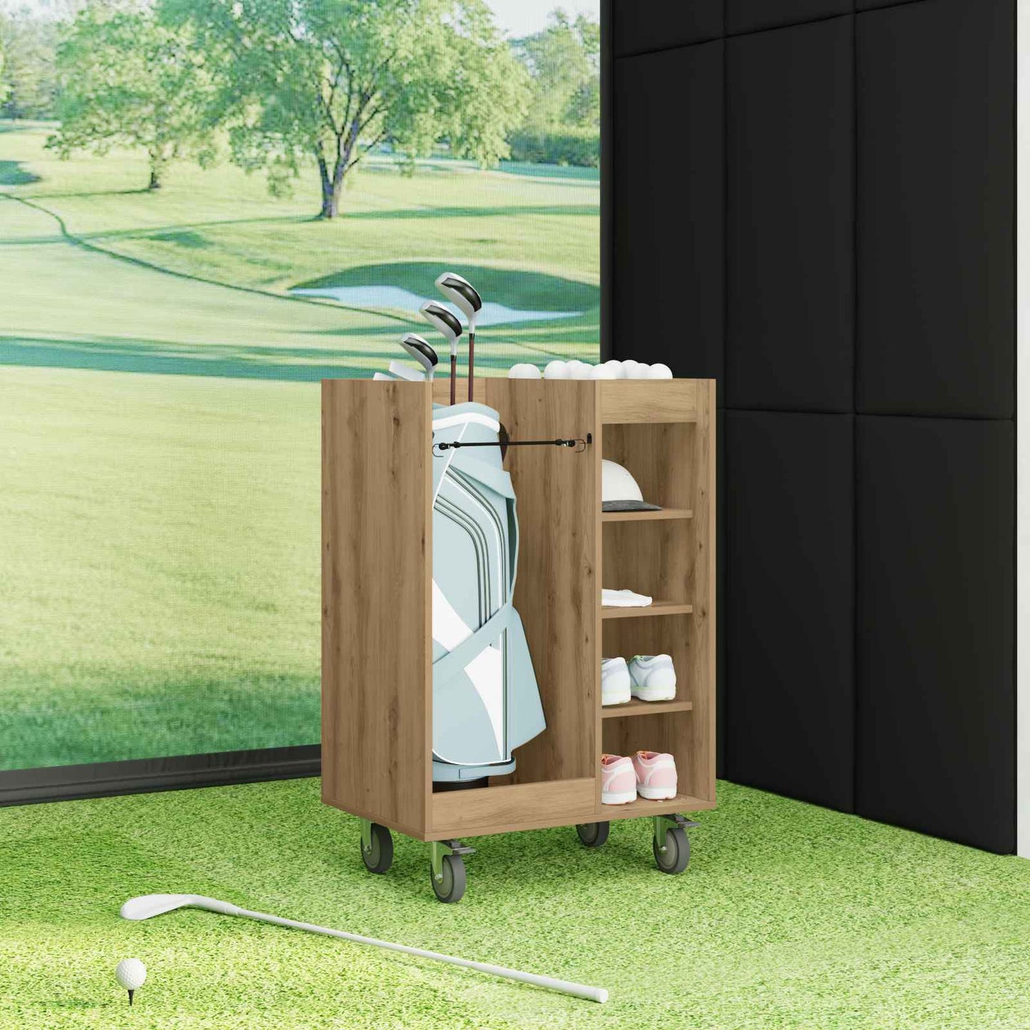 Golf Skab med hjul Ensfarvet Artisan Egetræ 65 x 45 x 98 cm