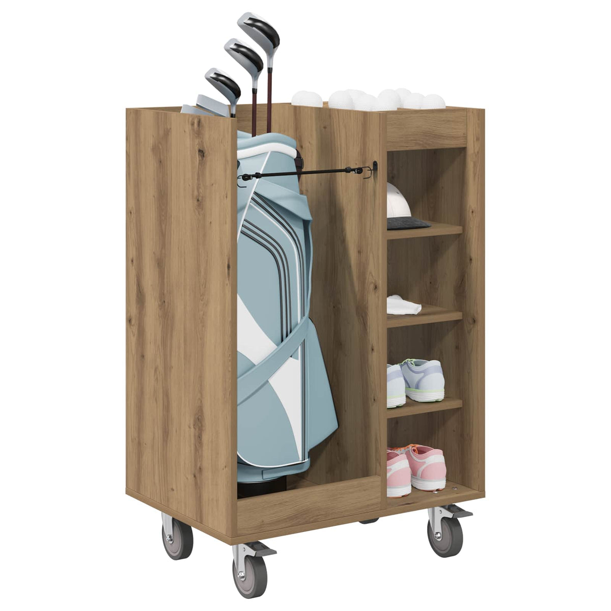Golf Skab med hjul Ensfarvet Artisan Egetræ 65 x 45 x 98 cm