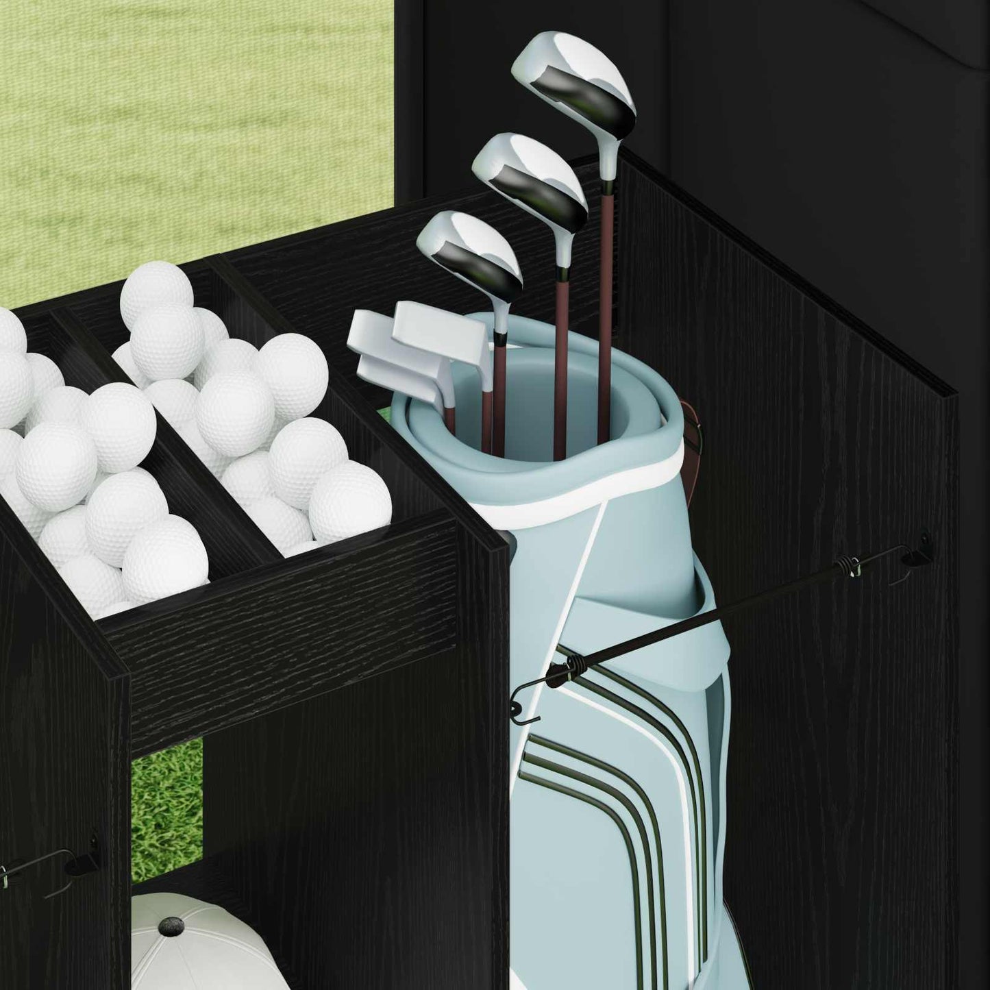 Golf Skab Ensfarvet Sort eg 102 x 45 x 85,5 cm