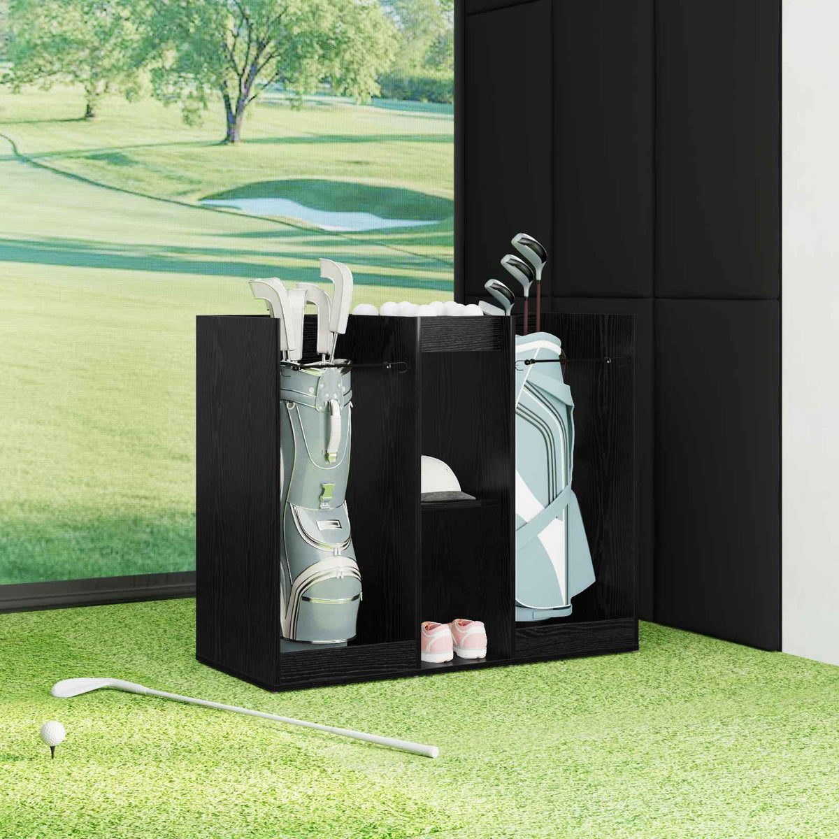 Golf Skab Ensfarvet Sort eg 102 x 45 x 85,5 cm