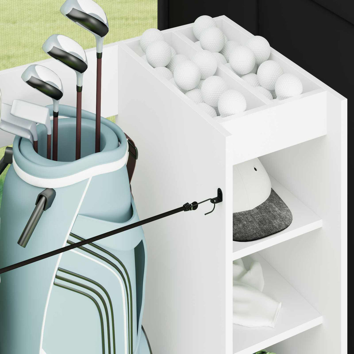 Golf Skab med hjul Ensfarvet Hvid 90 x 45 x 98 cm