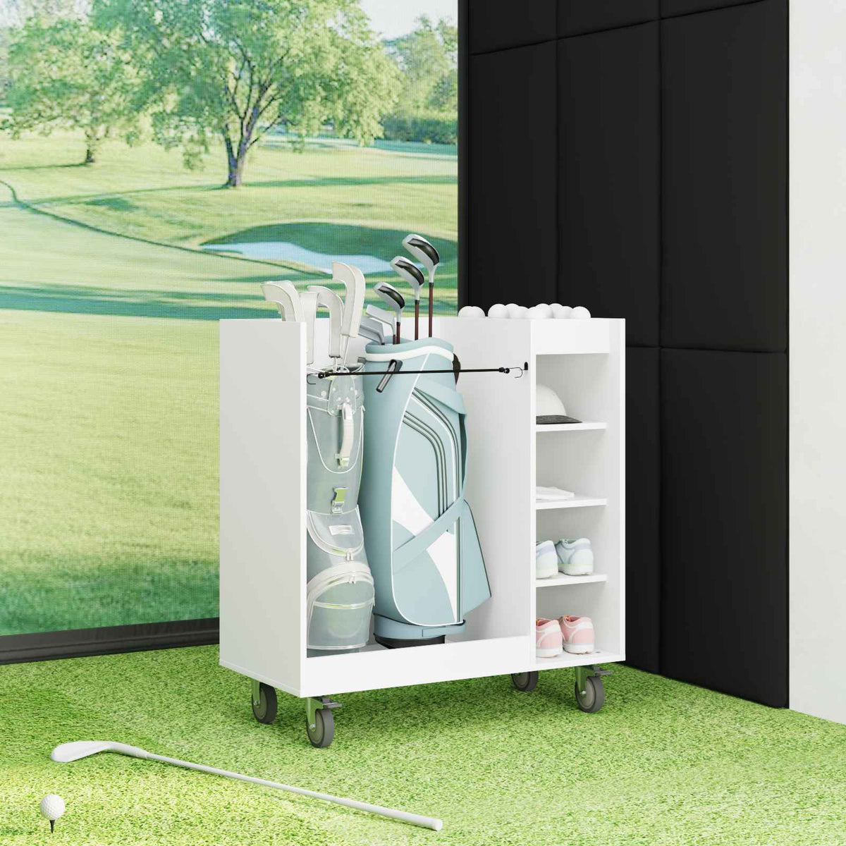 Golf Skab med hjul Ensfarvet Hvid 90 x 45 x 98 cm