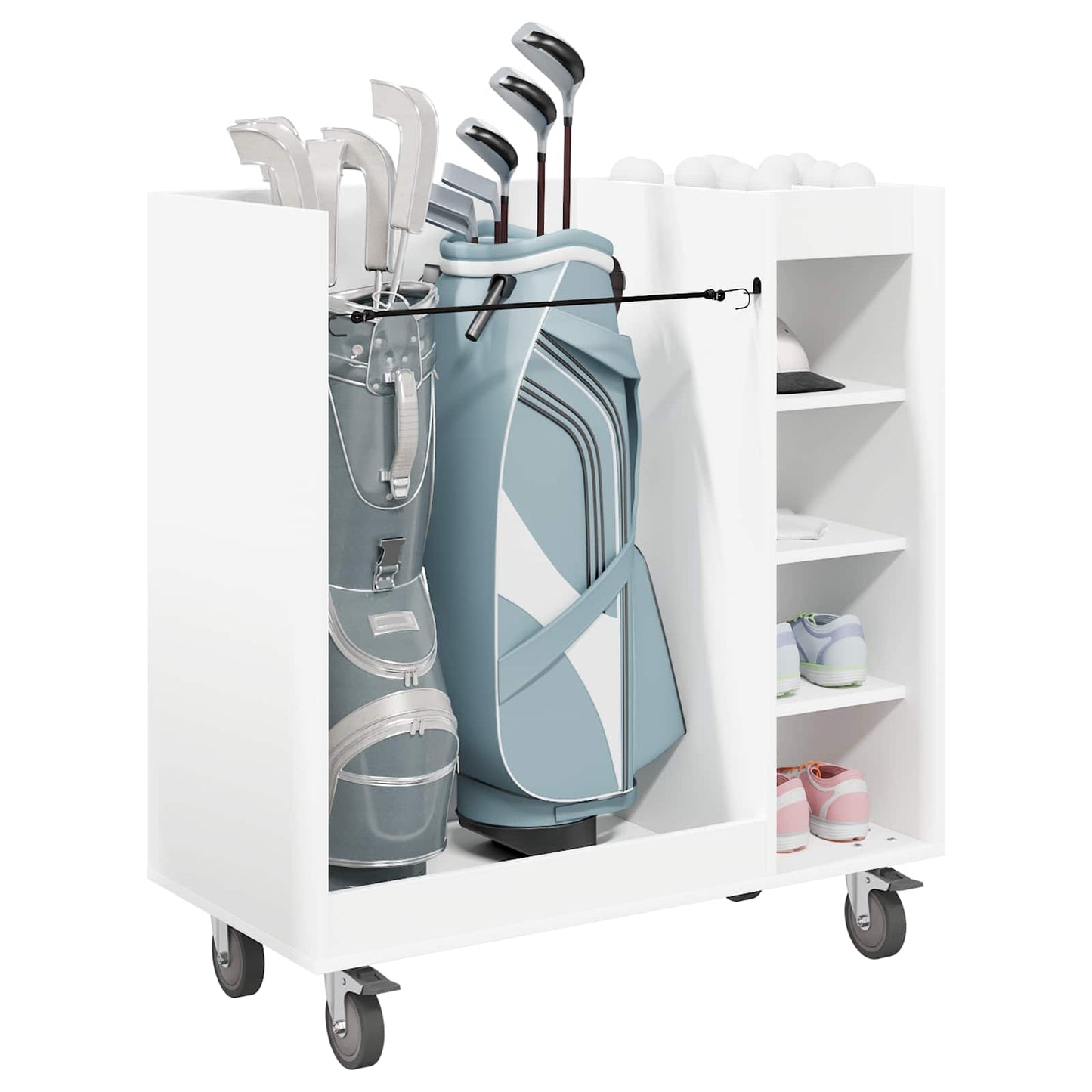 Golf Skab med hjul Ensfarvet Hvid 90 x 45 x 98 cm