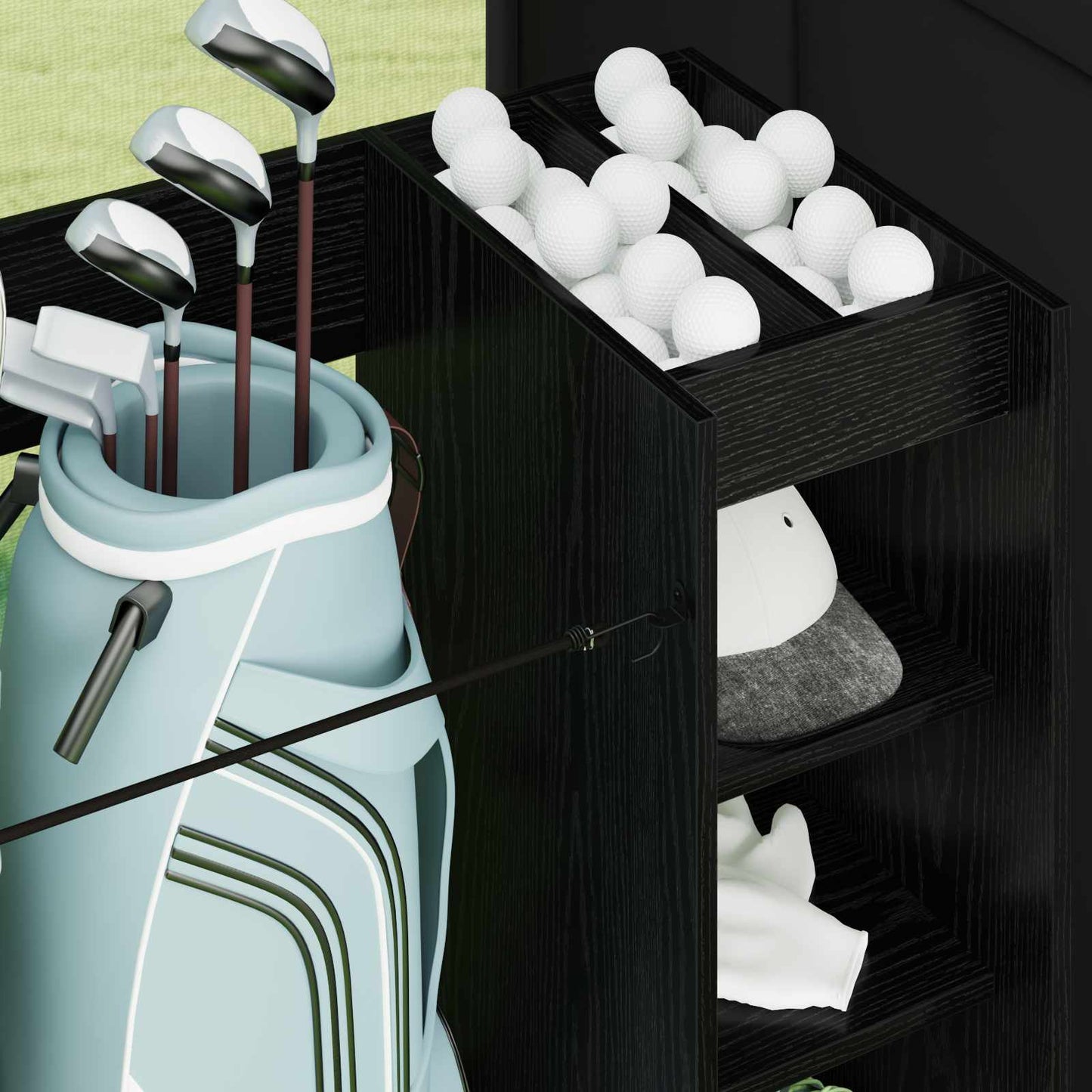 Golf Skab med hjul Ensfarvet Sort eg 90 x 45 x 98 cm