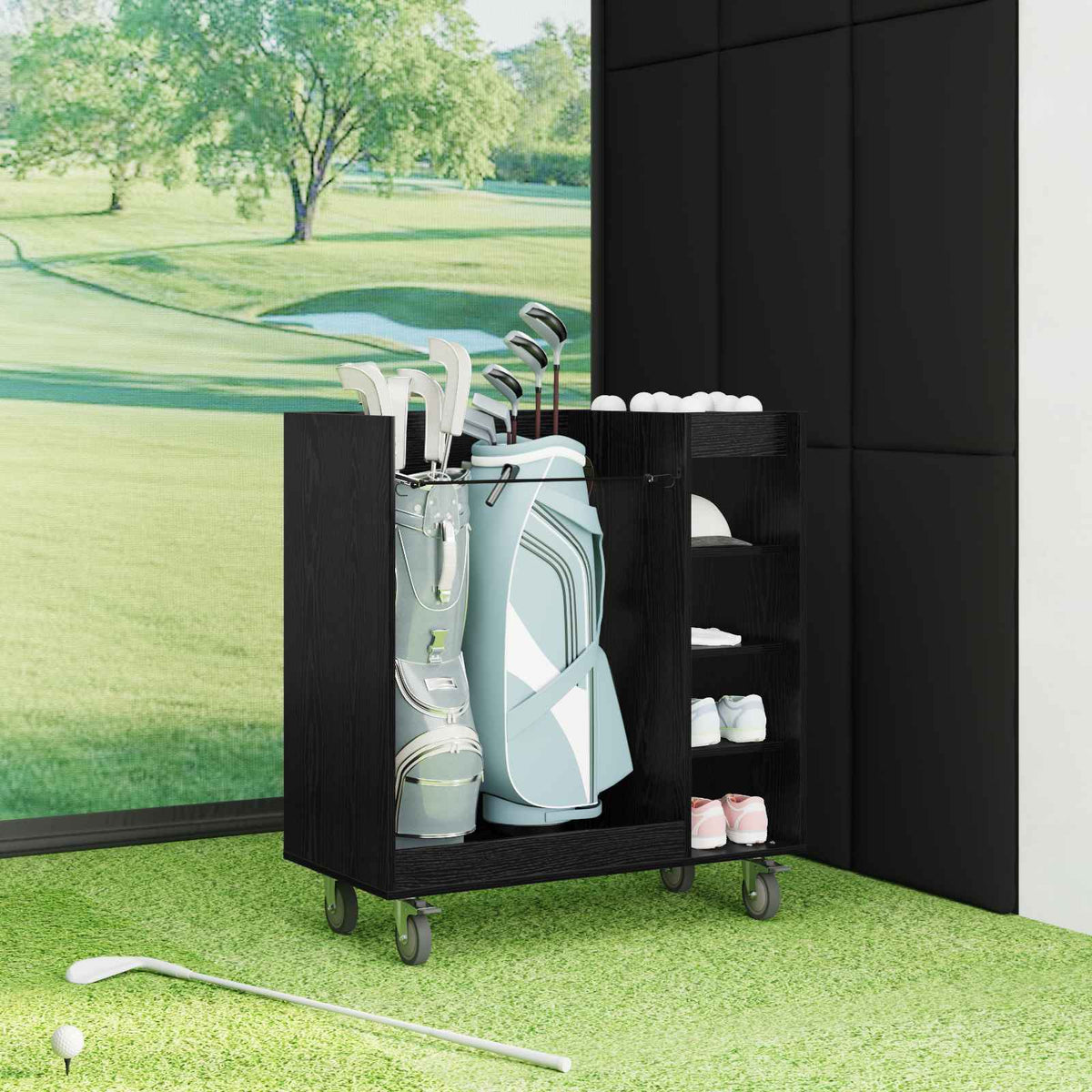 Golf Skab med hjul Ensfarvet Sort eg 90 x 45 x 98 cm