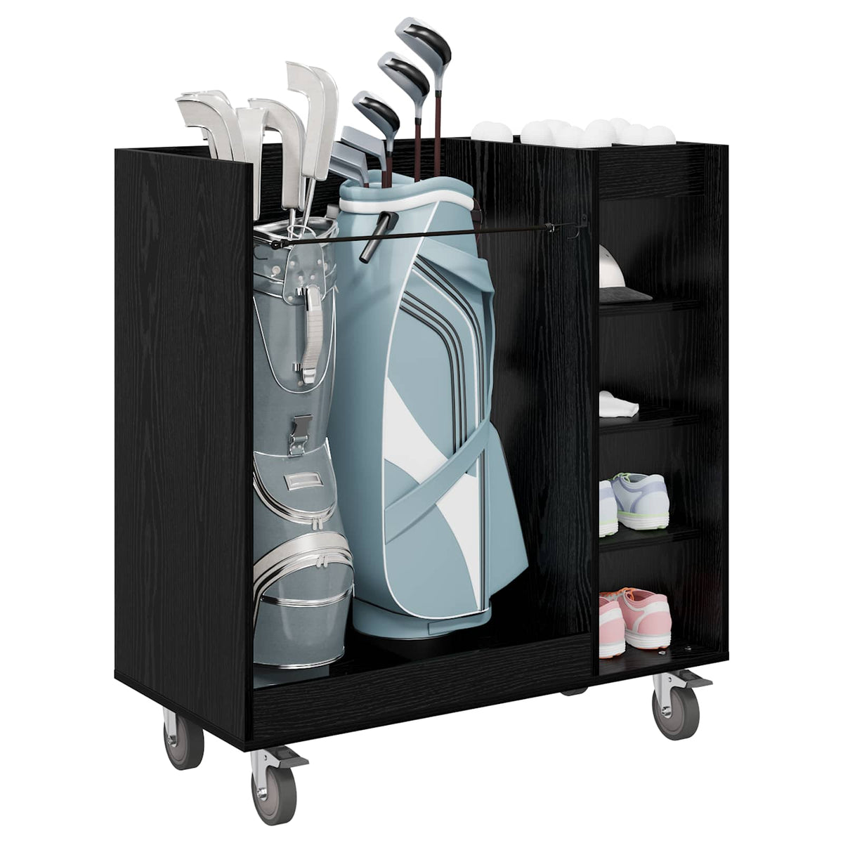 Golf Skab med hjul Ensfarvet Sort eg 90 x 45 x 98 cm
