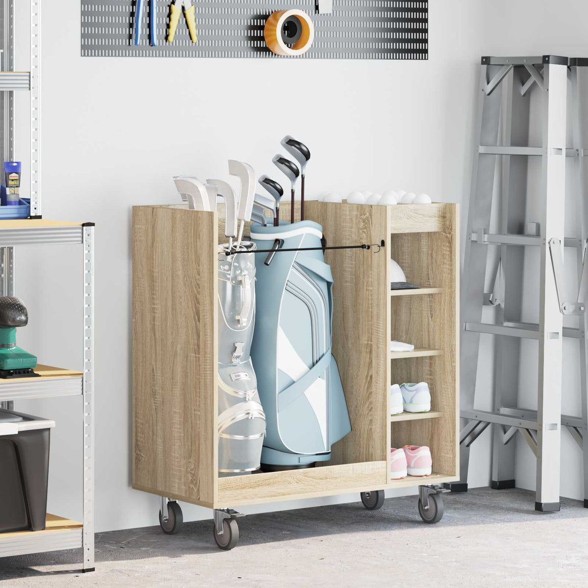 Golf Skab med hjul Ensfarvet Sonoma eg 90 x 45 x 98 cm